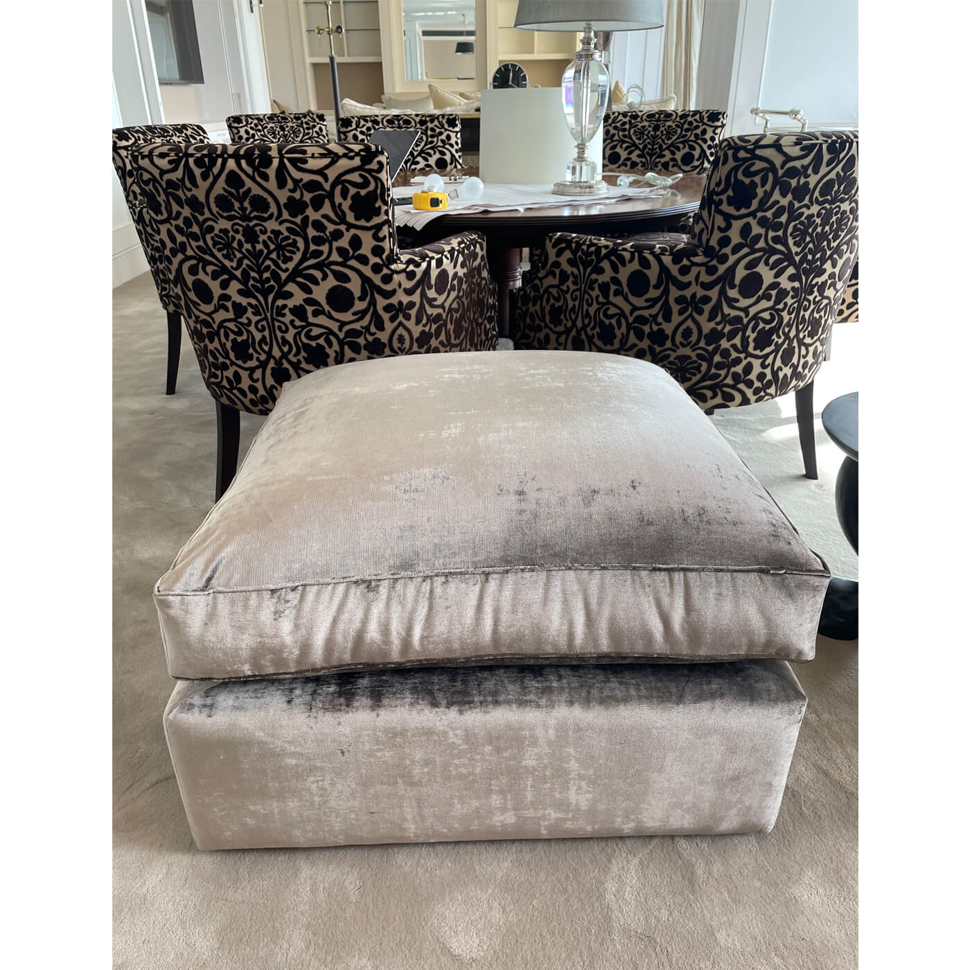 Ashco custom made velvet ottoman