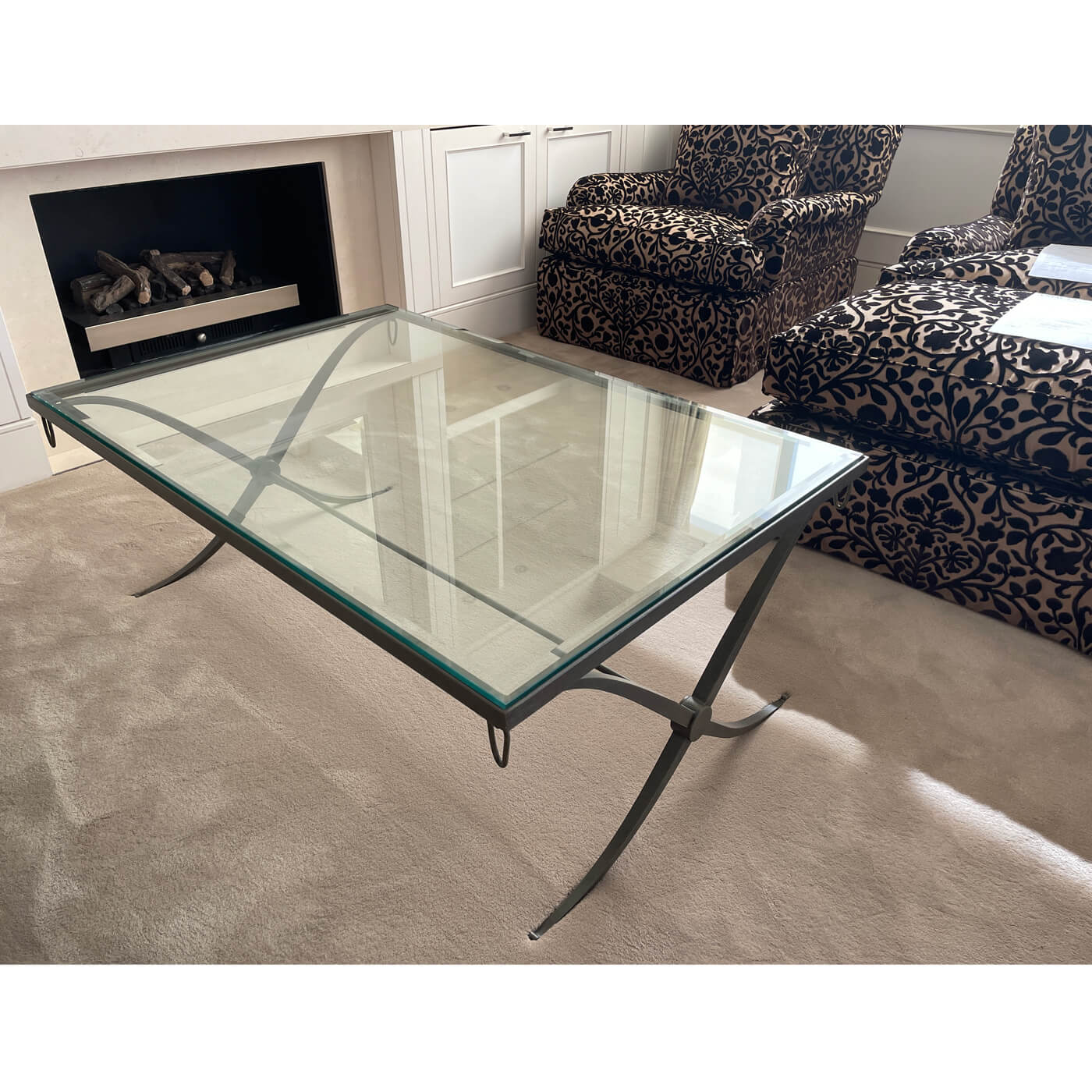 Two-Design-Lovers-Barbara-Barry-for-Baker-Glass-and-iron-coffee-table