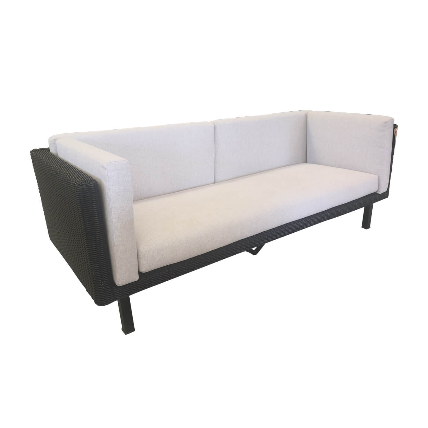 Outdoor wicker sofa 2.5 seater with weatherproof cushions