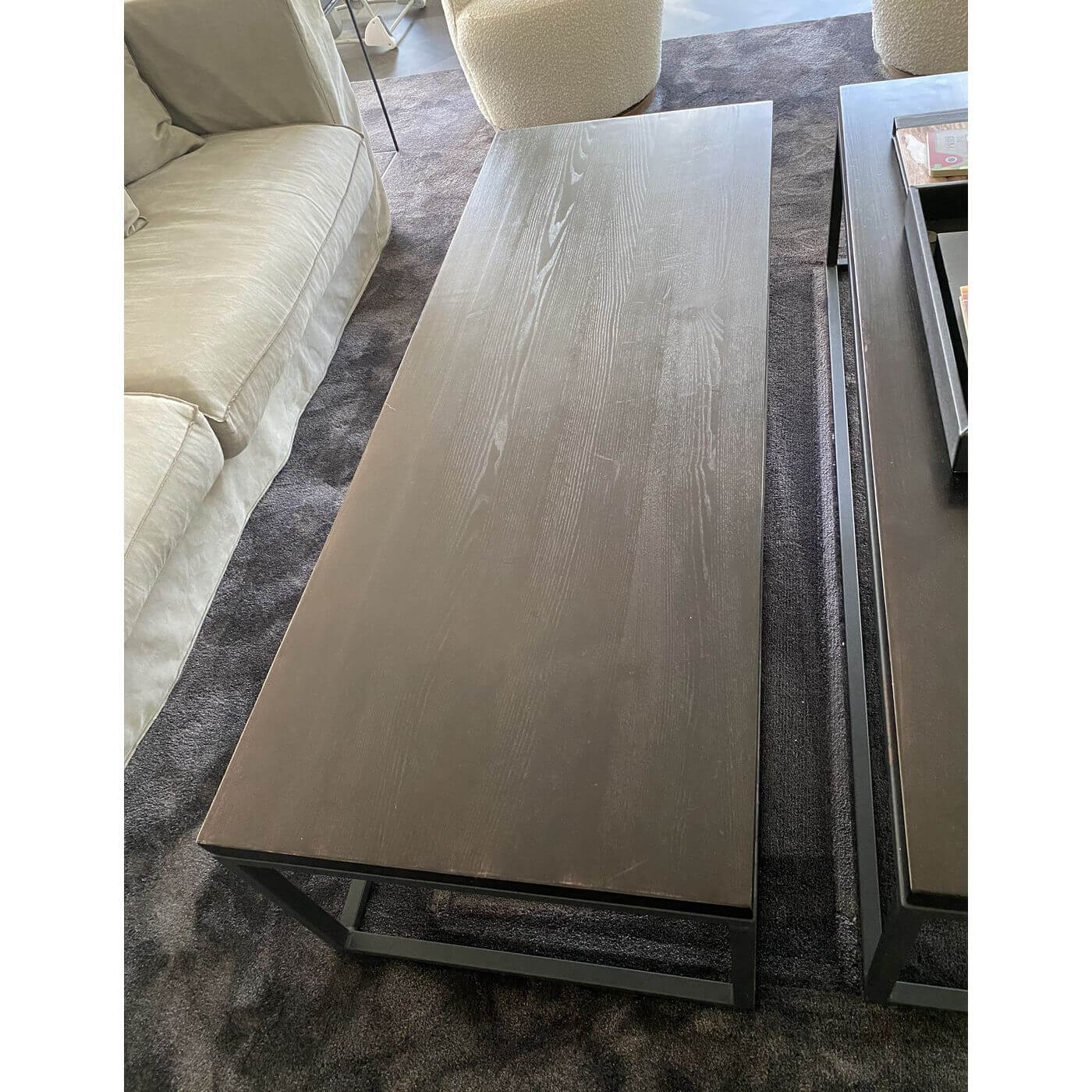 Contemporary coffee table black wood and metal frame