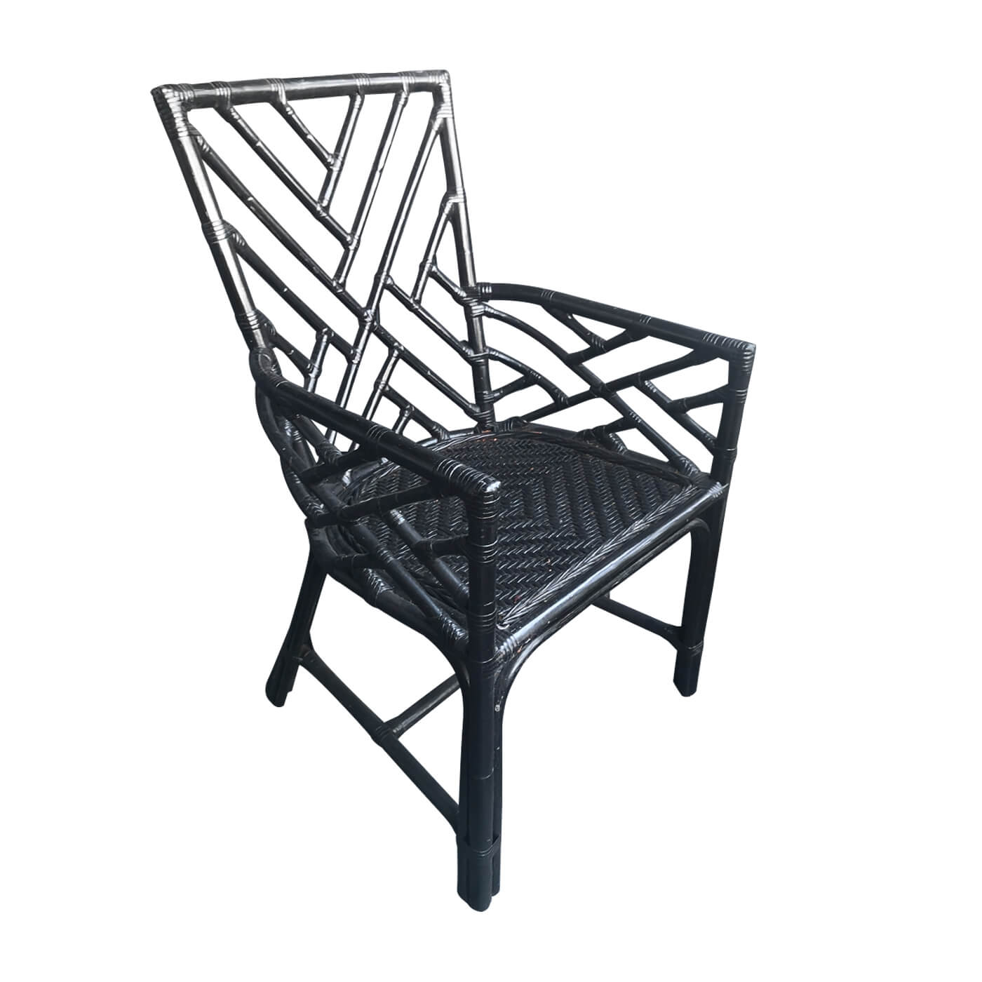 Black cane Chinoisserie style armchair