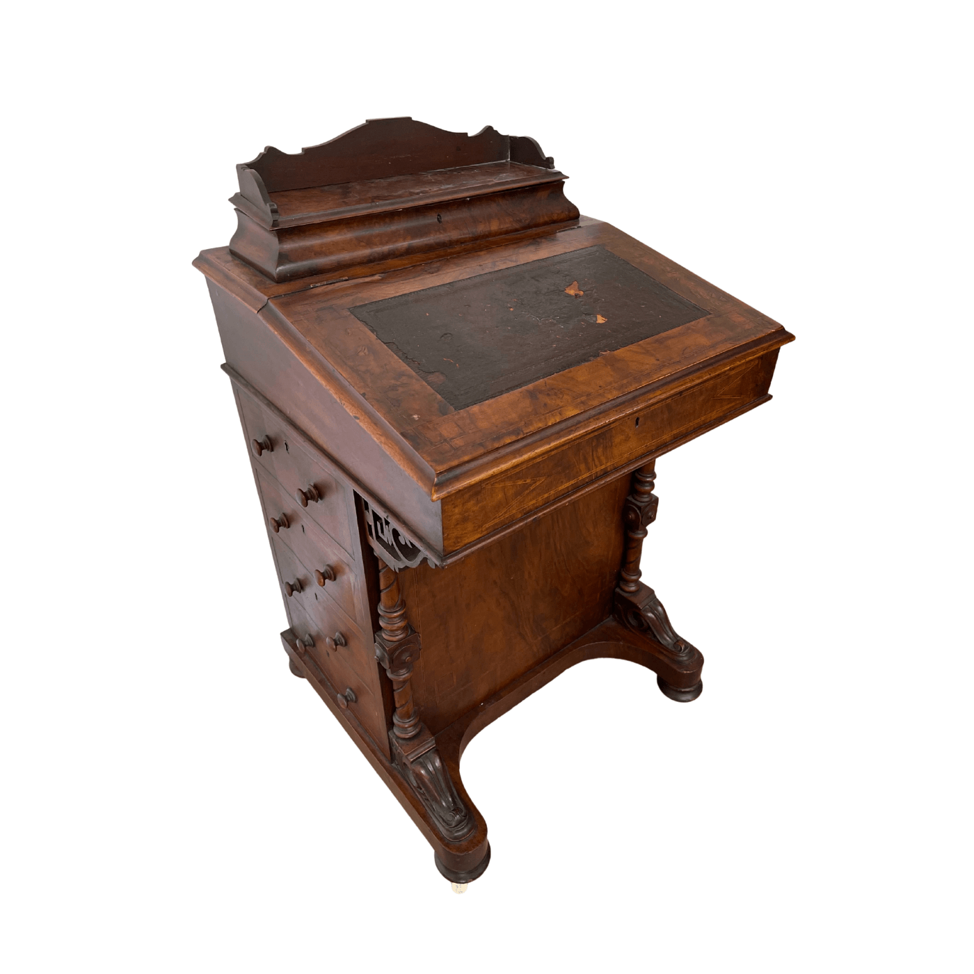 Antique English Burr Walnut Davenport Desk