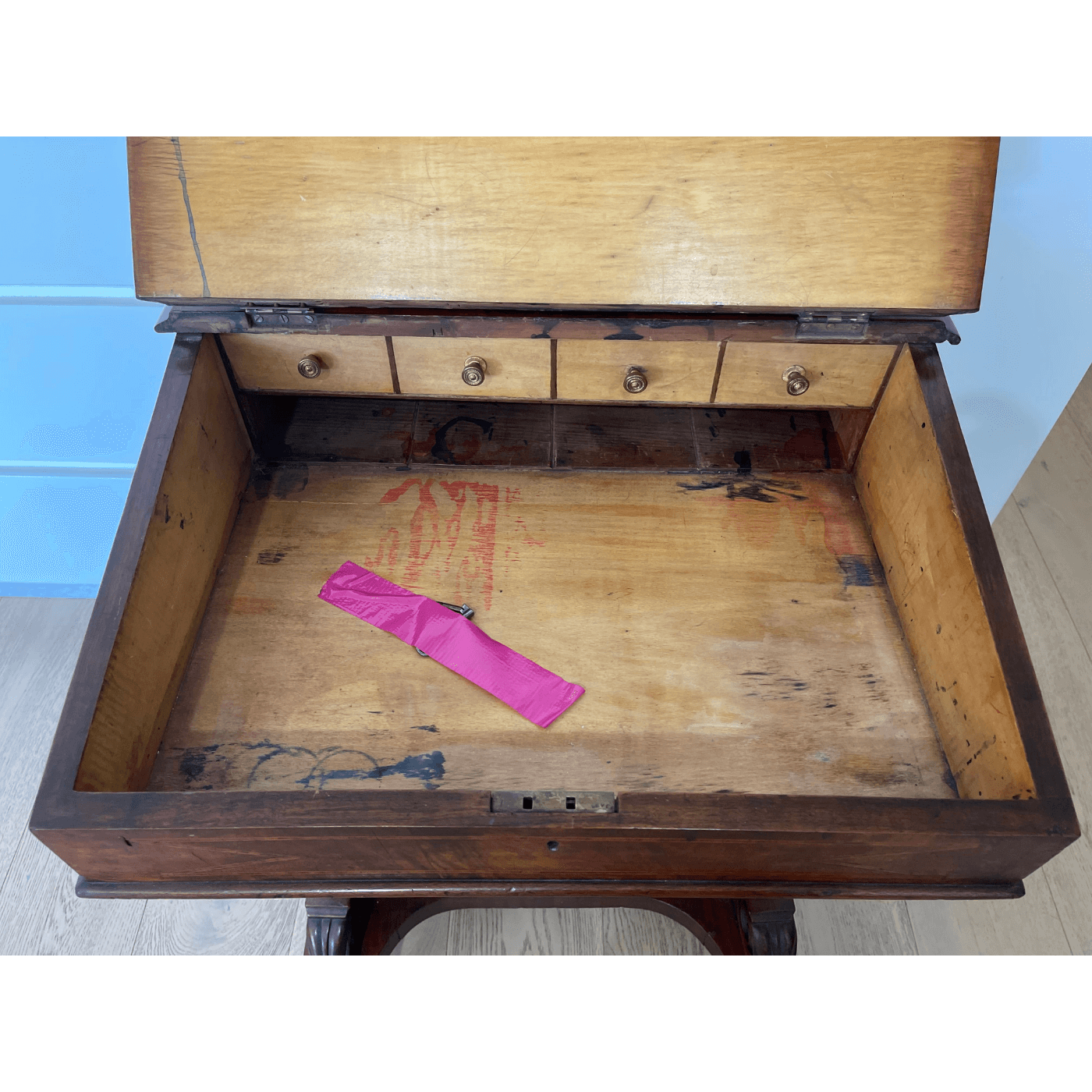 Antique English Burr Walnut Davenport Desk