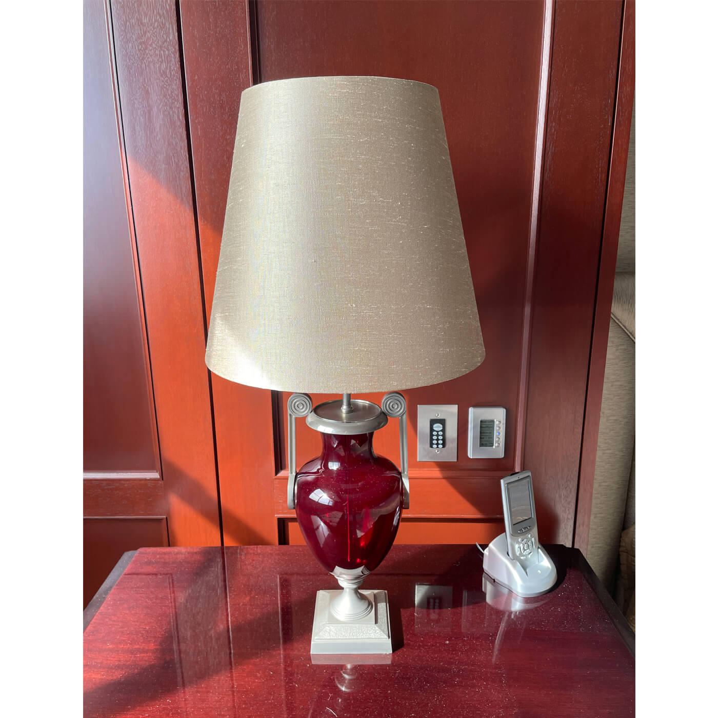 Cavit & Co Red Glass Empire style lamp