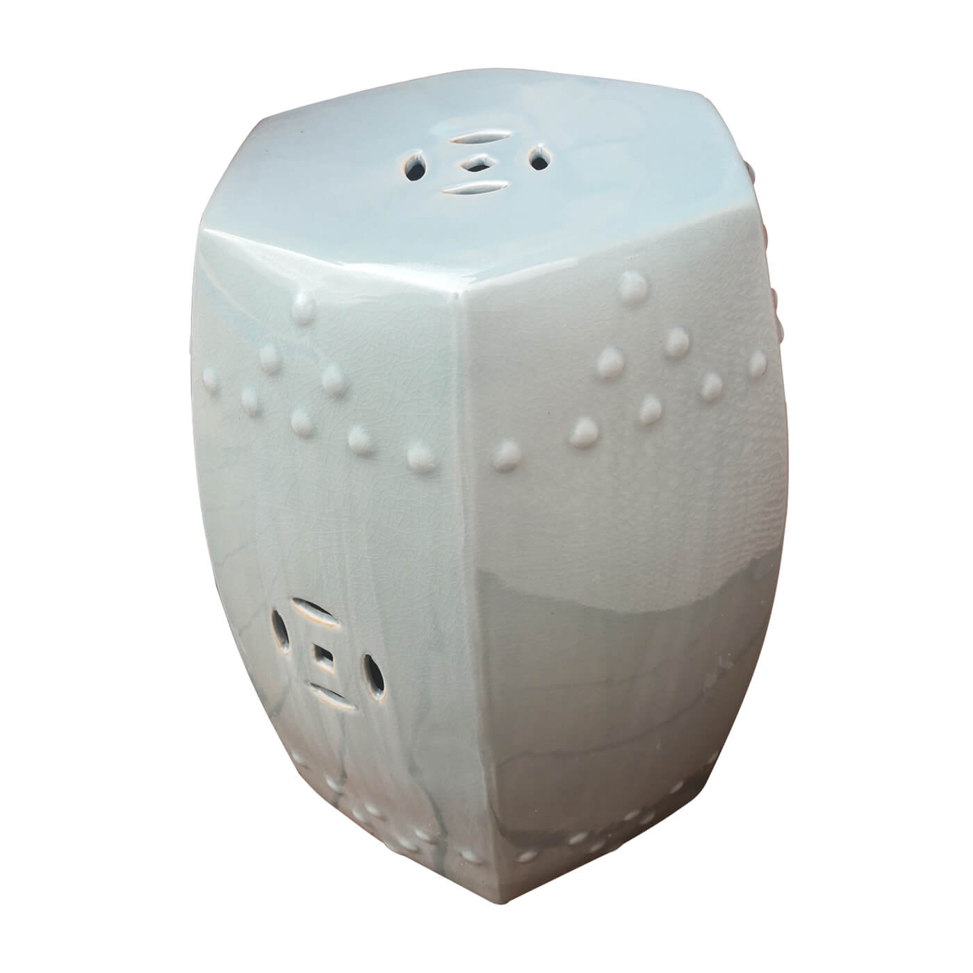 Ceramic side table, light blue