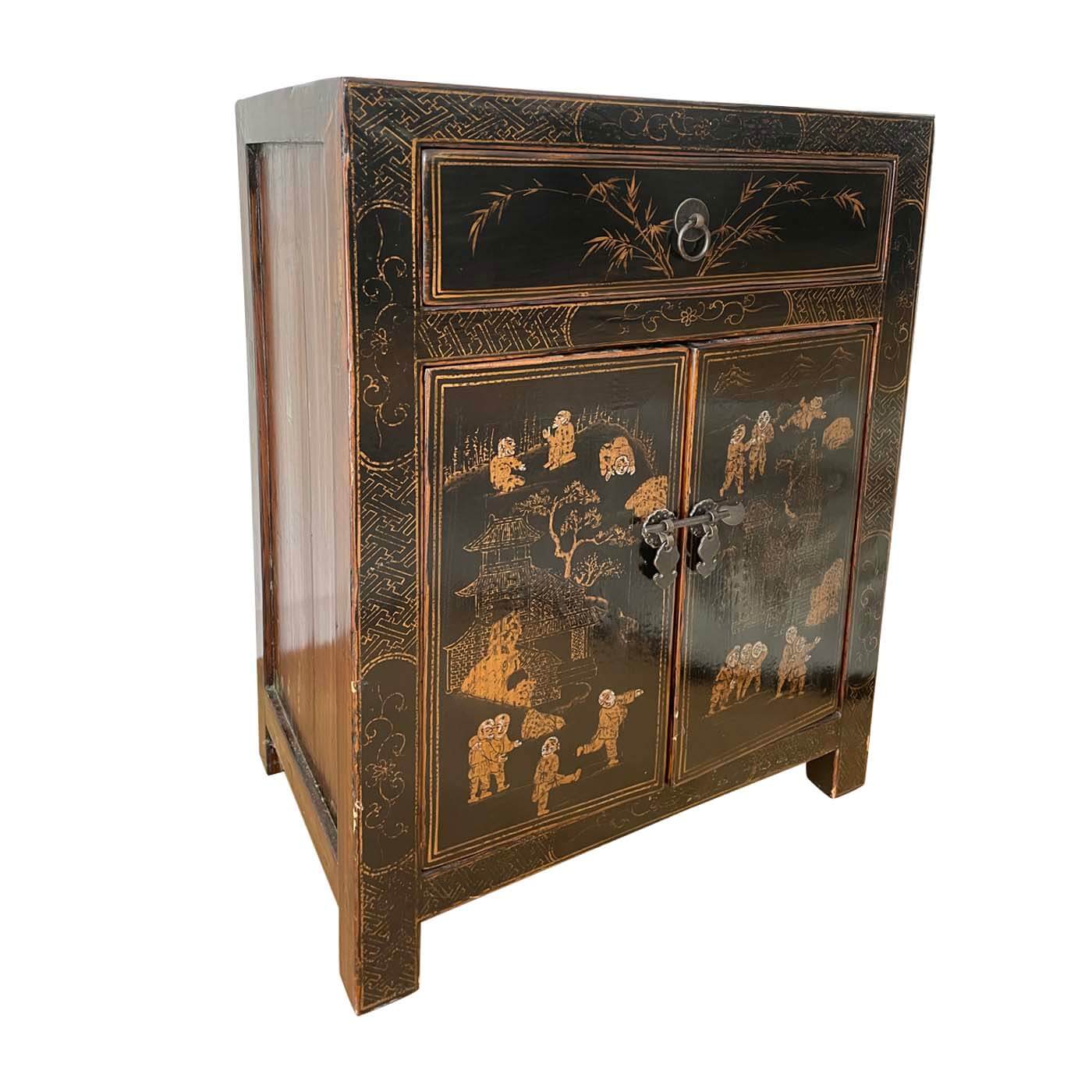 Chinese cabinet with painted scenes