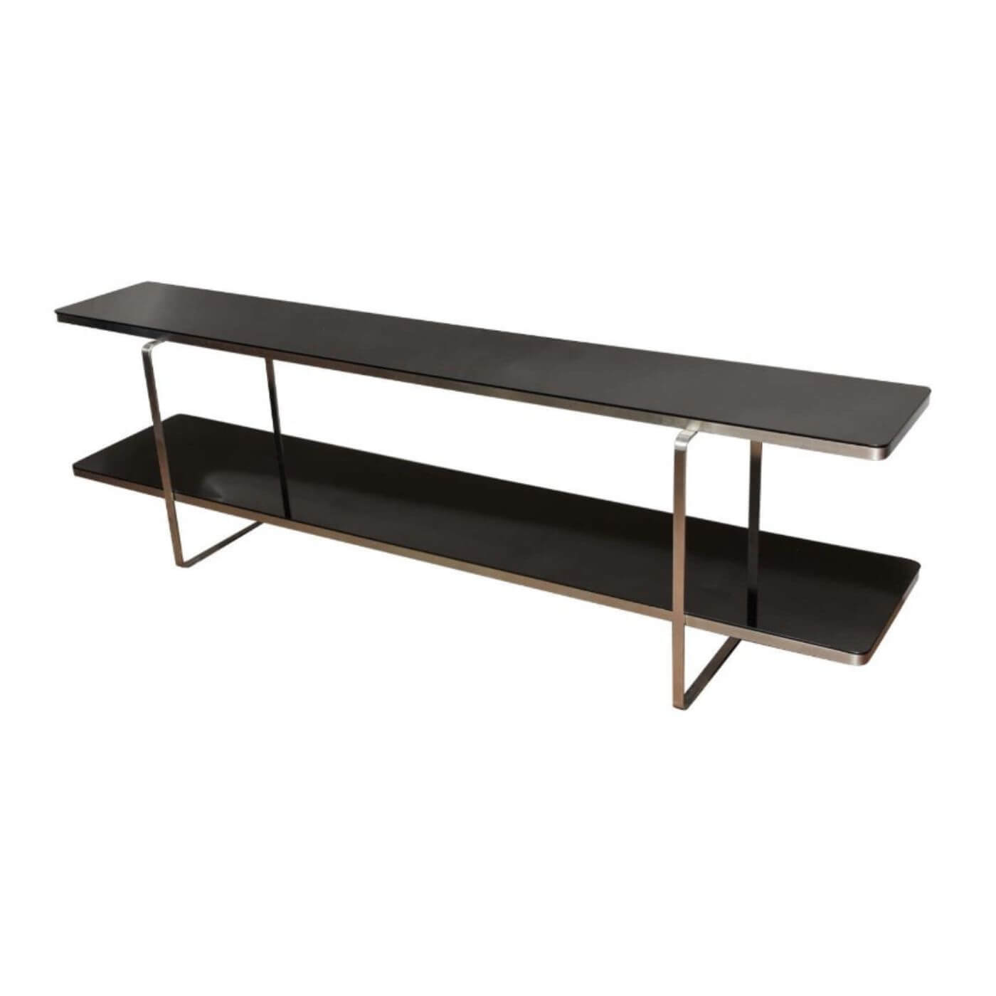 Two-Design-Lovers-Chrome-and-black-glass-console