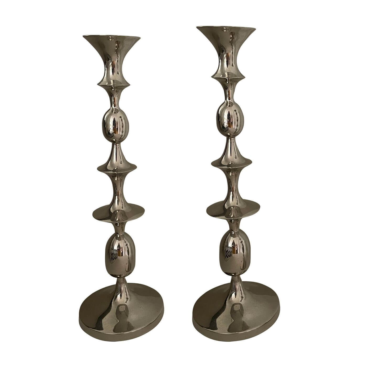 Two Design Lovers Coco Republic chromed candlestick pair