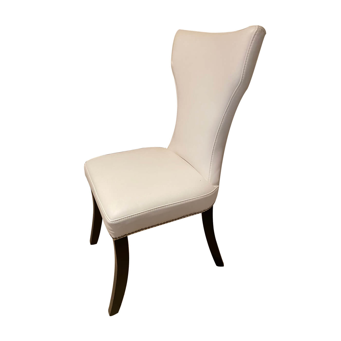 Cream leather dining chairs, set of 16