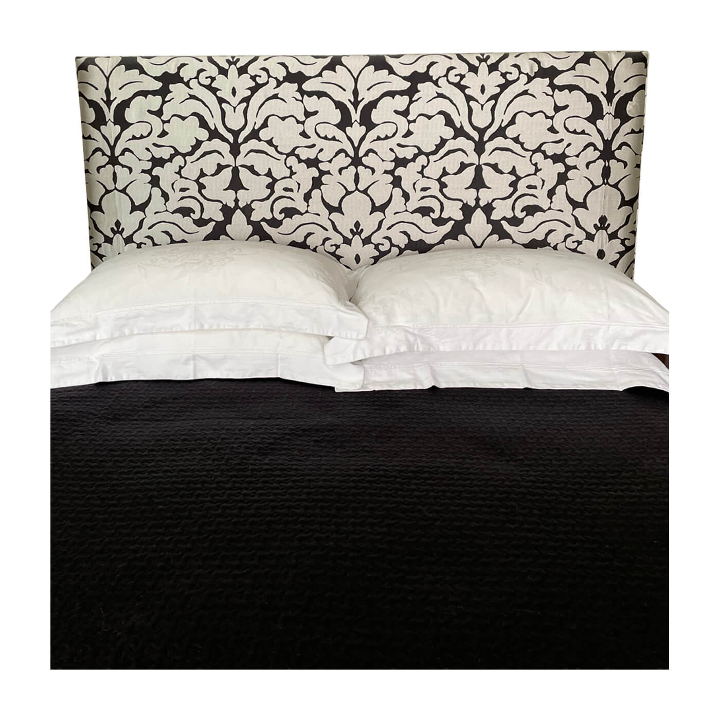 Black and silver fabric bedhead, queen size