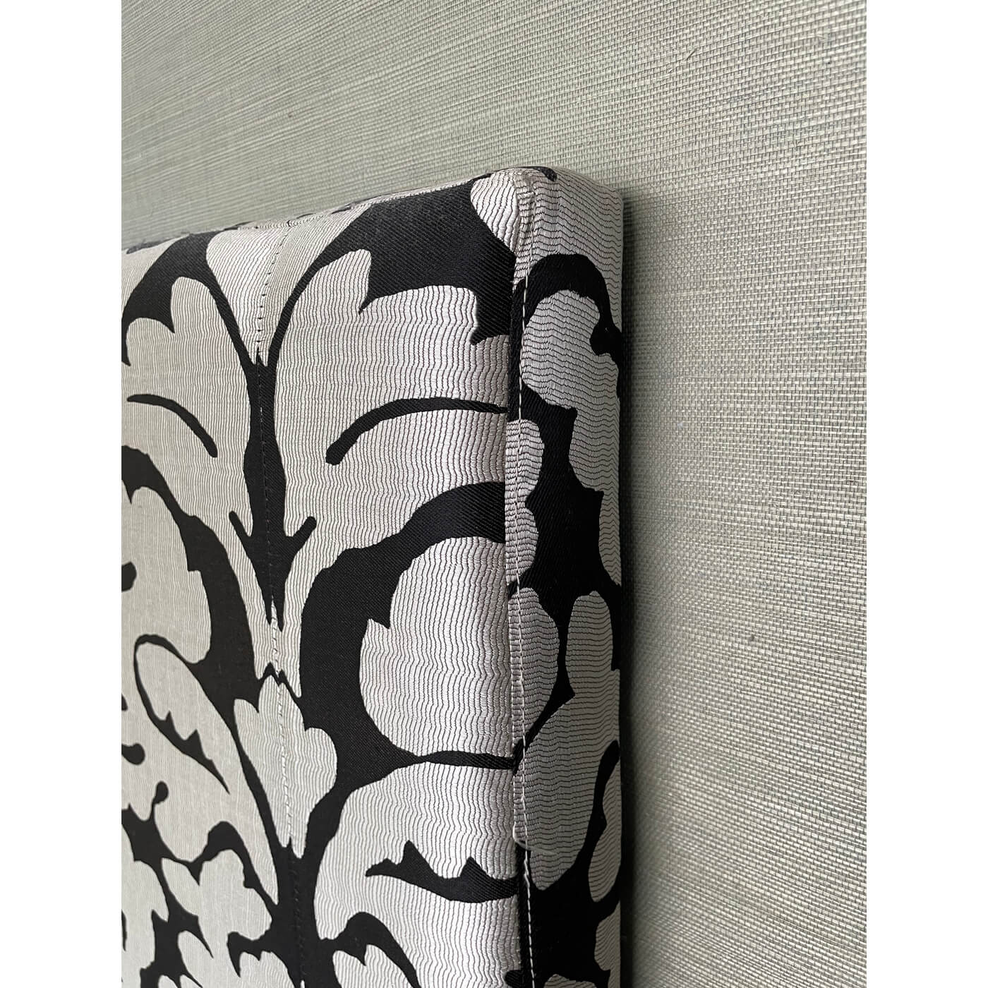 Black and silver fabric bedhead, queen size