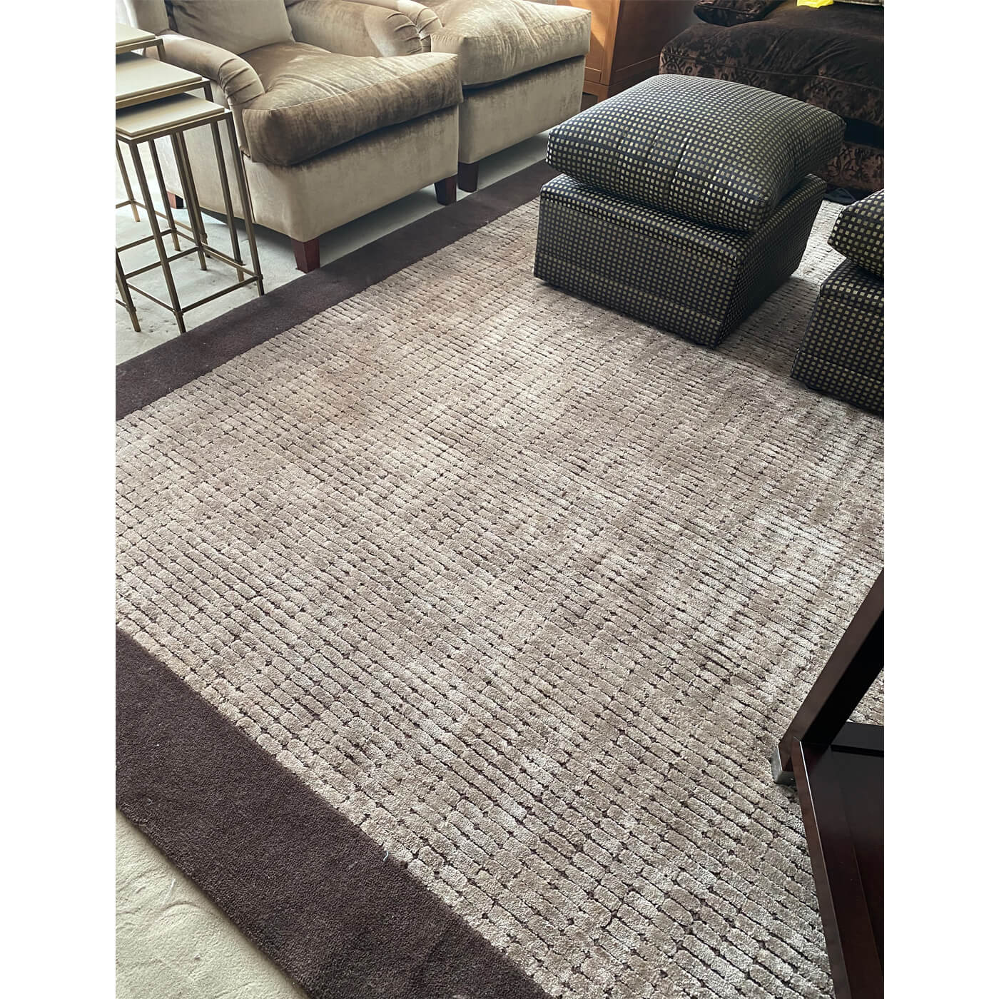 Designer Rugs Crossgrid rug, chocolate and champagne colours