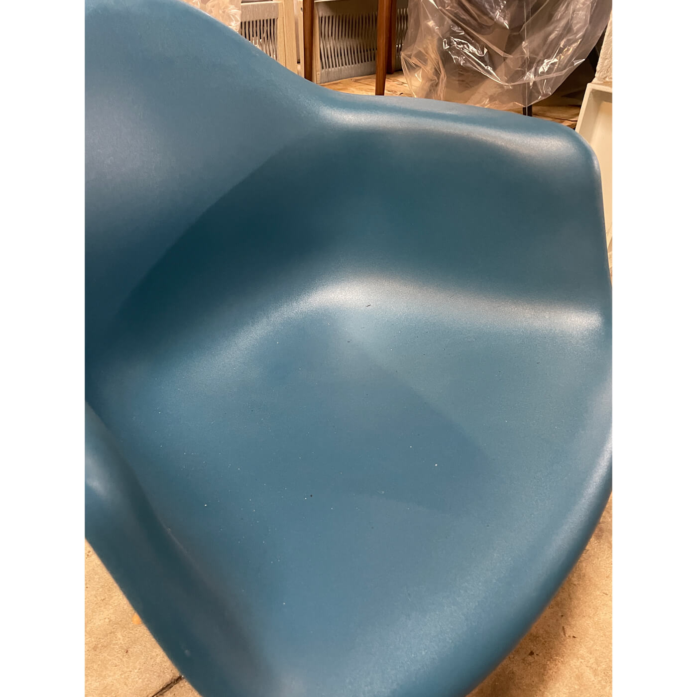 Eames Moulded Plastic armchair dowel, peacock blue