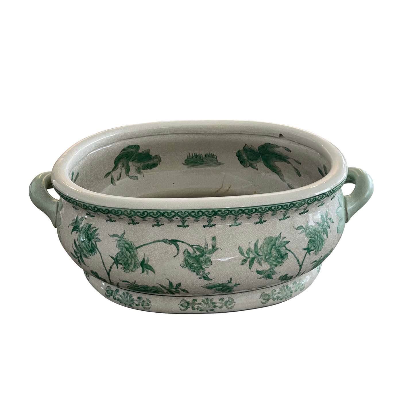 Two Design Lovers Green and white Chinese ceramic planter