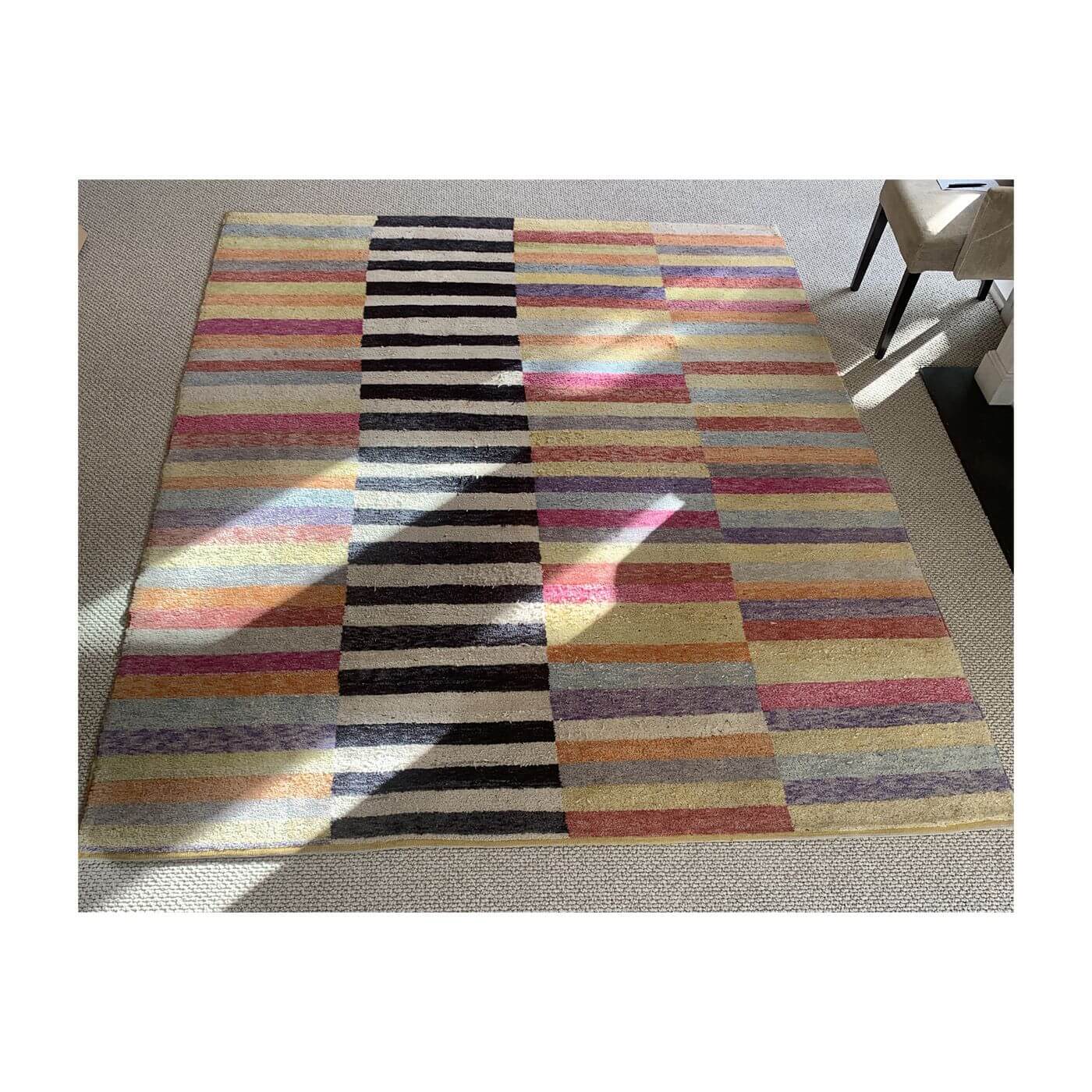 Loom multi colour stripe rug