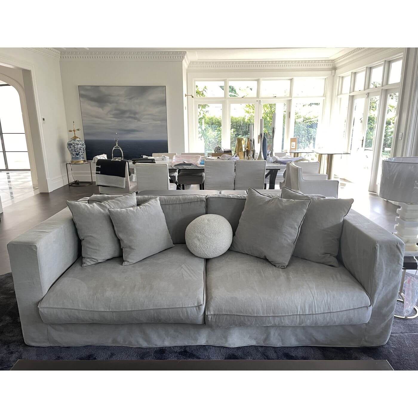 MCM House Hampton sofa grey linen