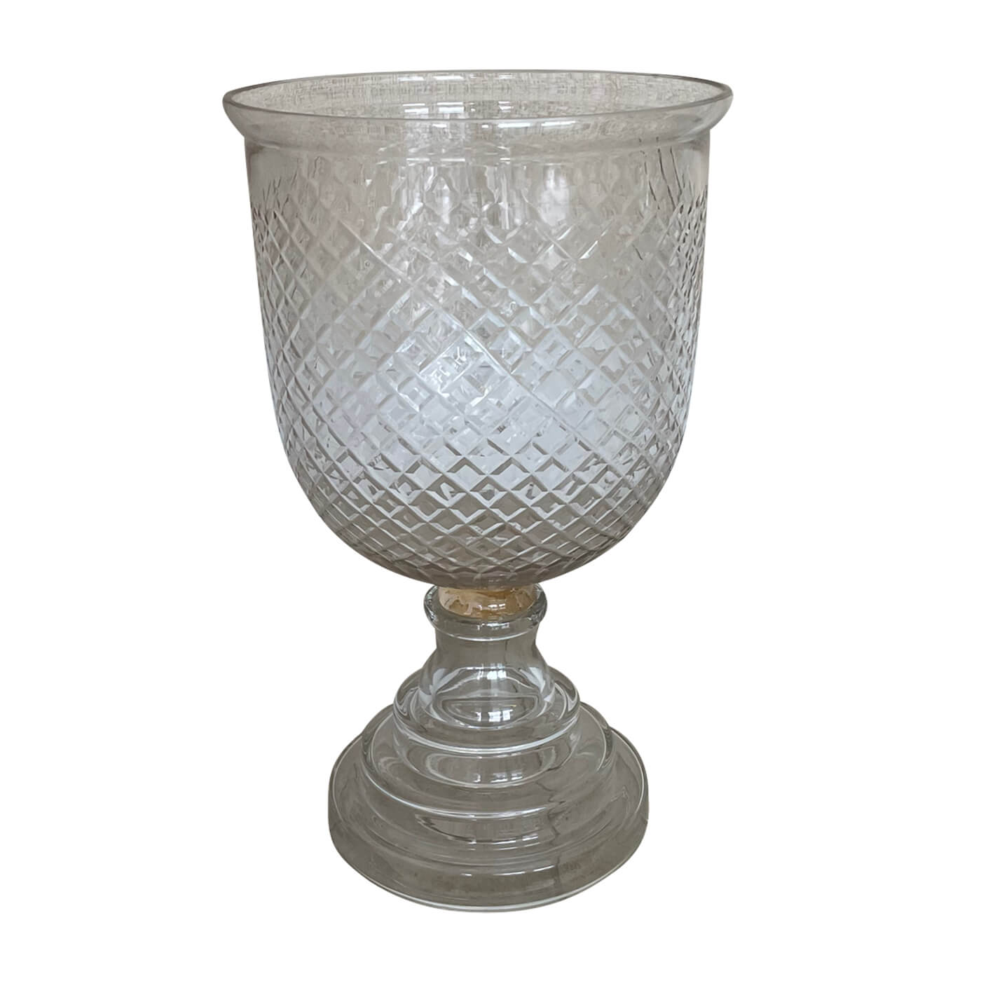 Pair of cut glass urns