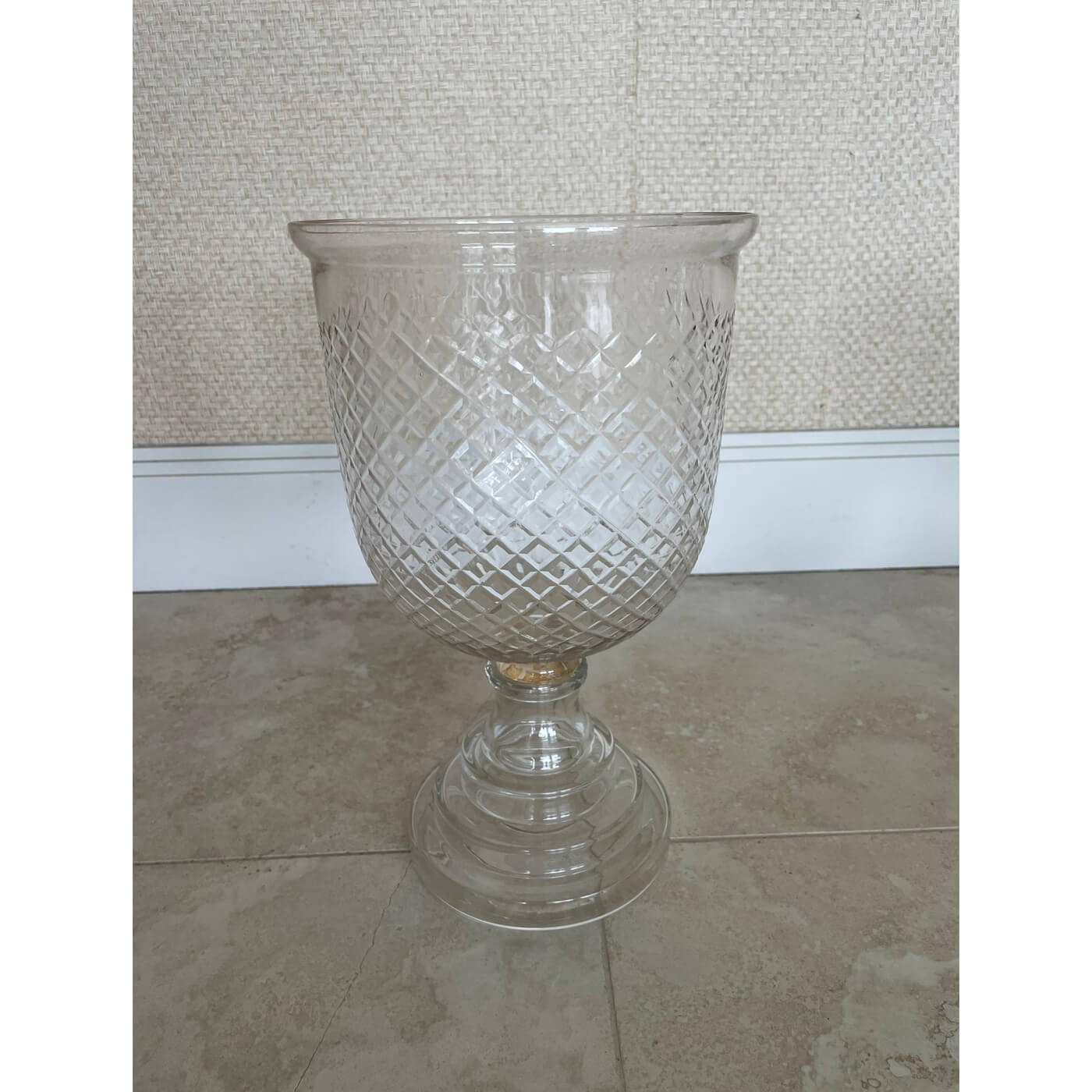 Pair of cut glass urns