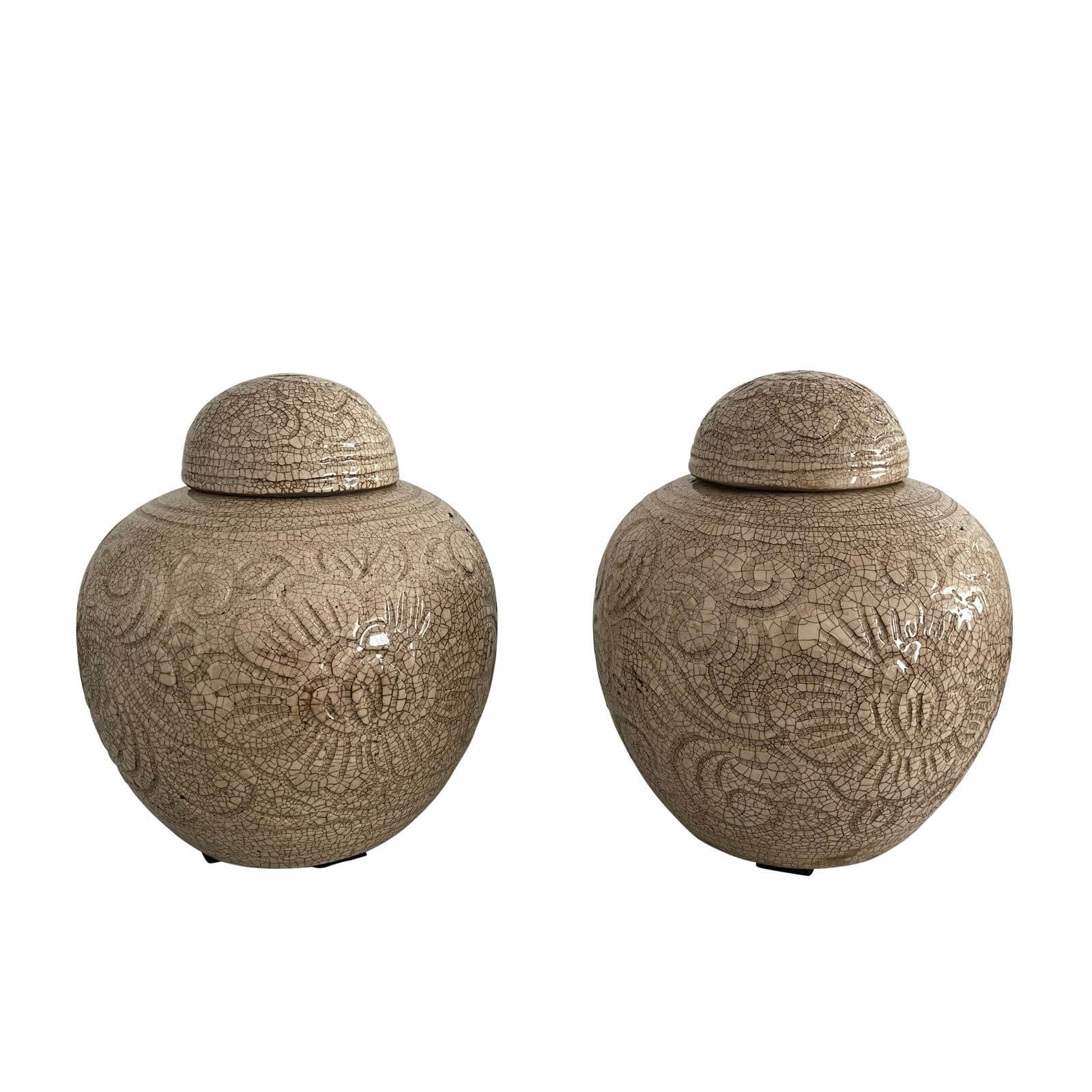 Two Design Lovers Pair of crackle glazed ginger jars