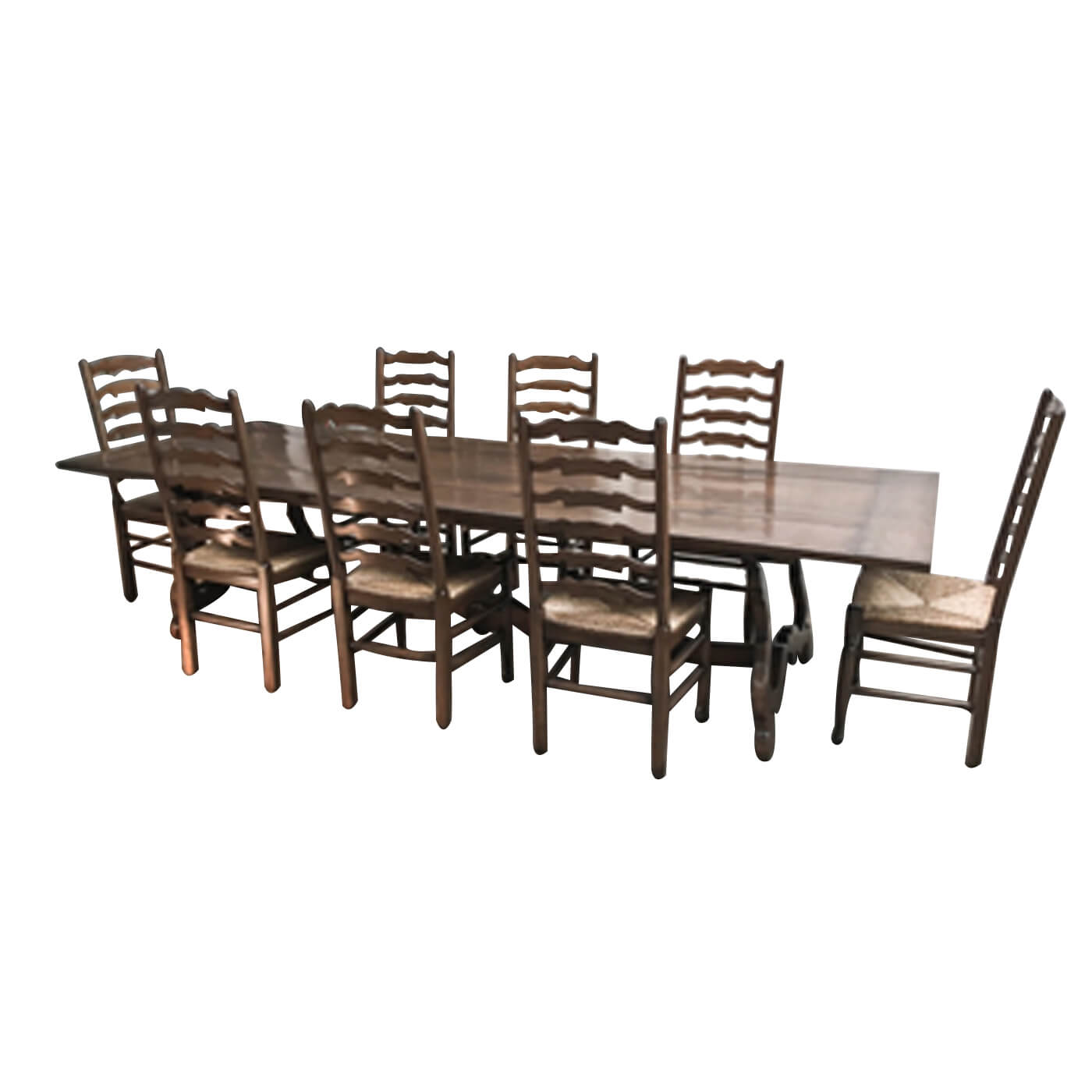 Spanish style dining table and 8 chairs