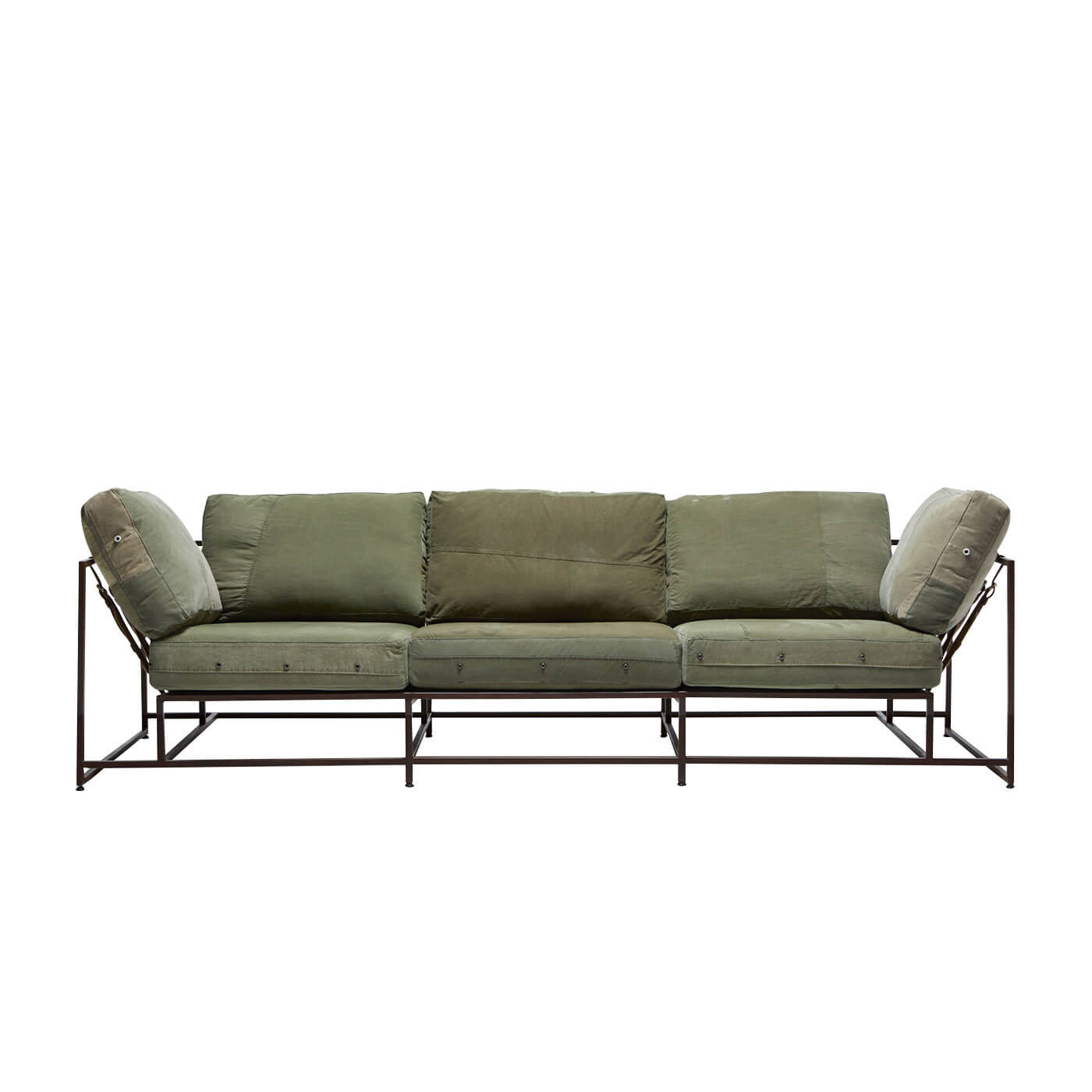 Stephen Kenn designer sofa in vintage military canvas on Two Design Lovers