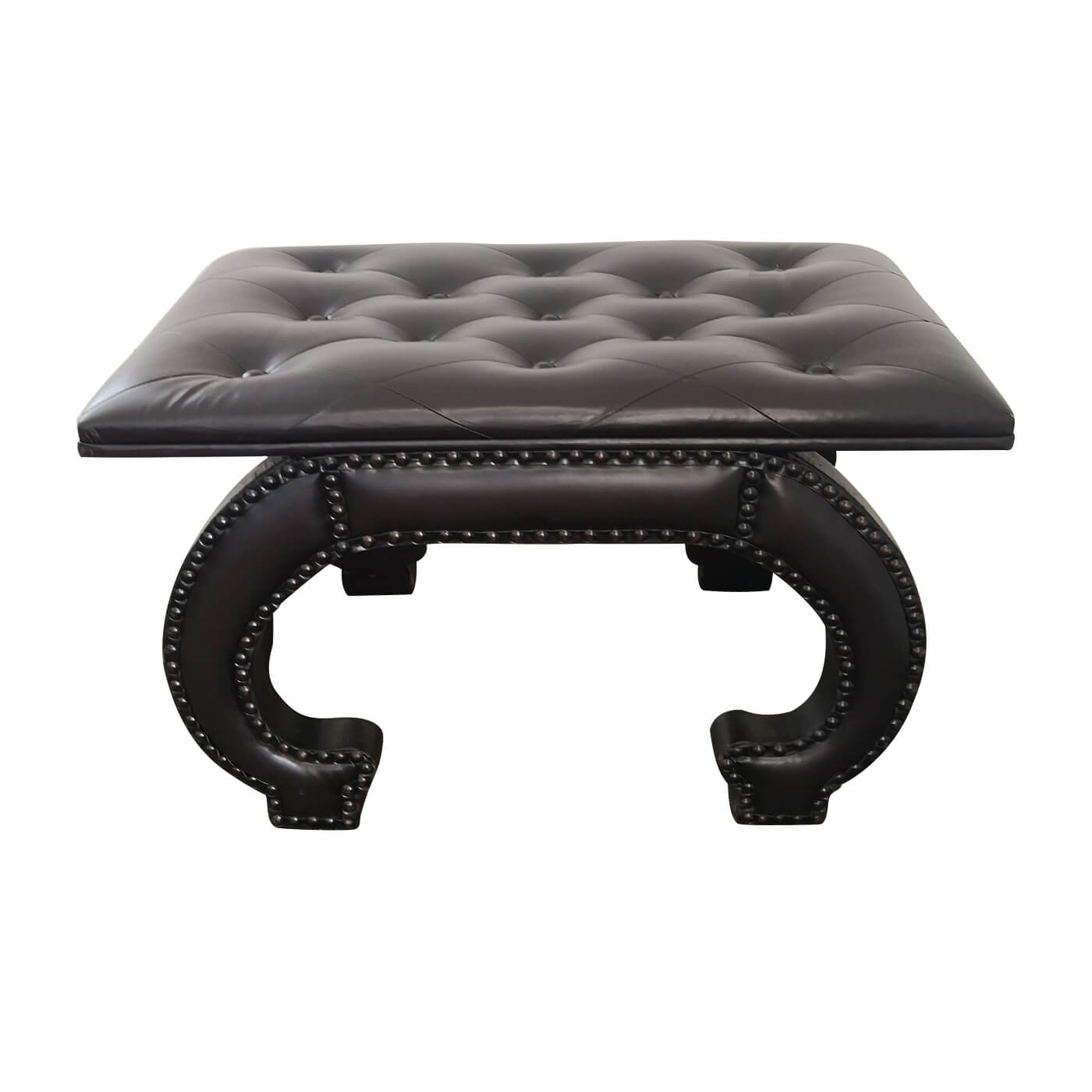 Studded leather foot stool