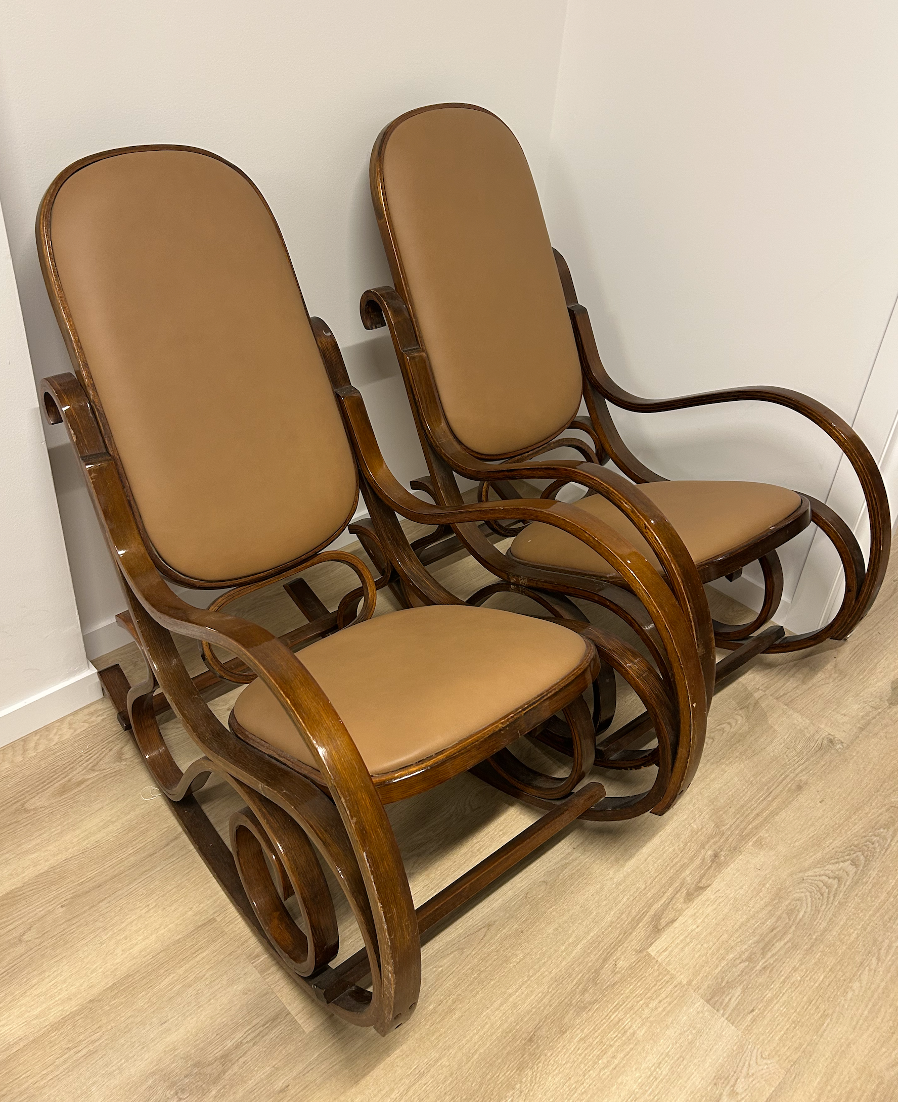Thonet style Vintage Bentwood Rocking Chairs, pair