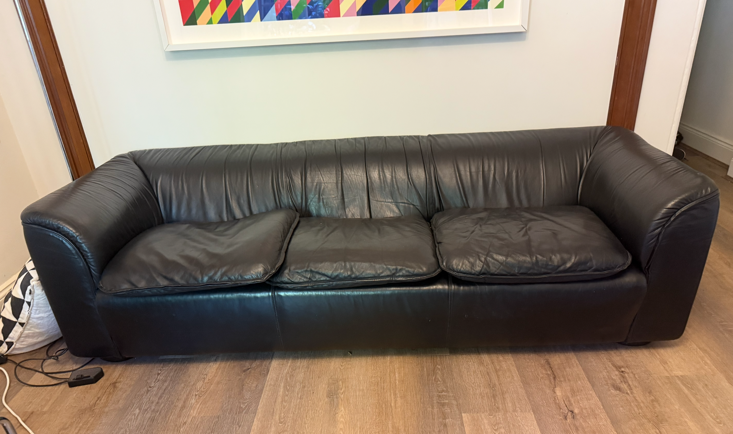 Brunati Vintage Black Leather Sofa