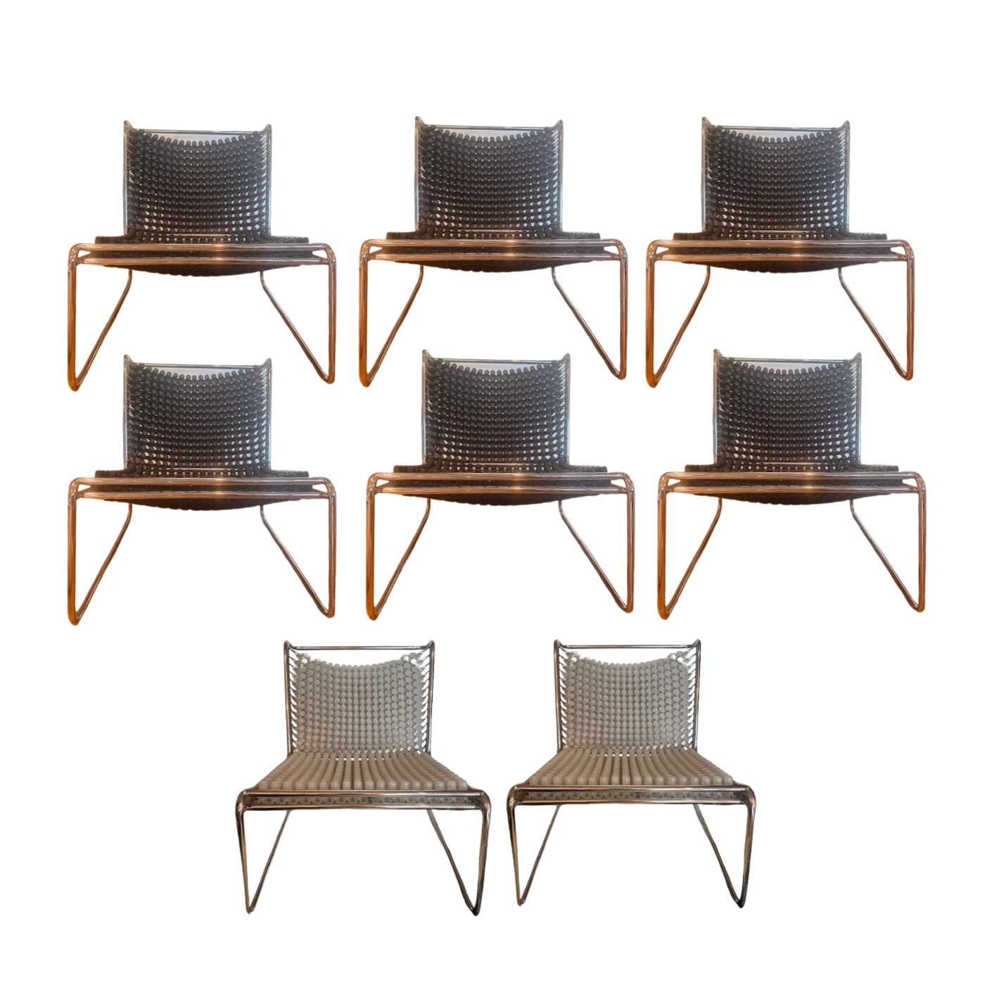 Yos & Leonardo Theosabrata Accupunto Chair -  Set of 8 (6 black/2 grey)