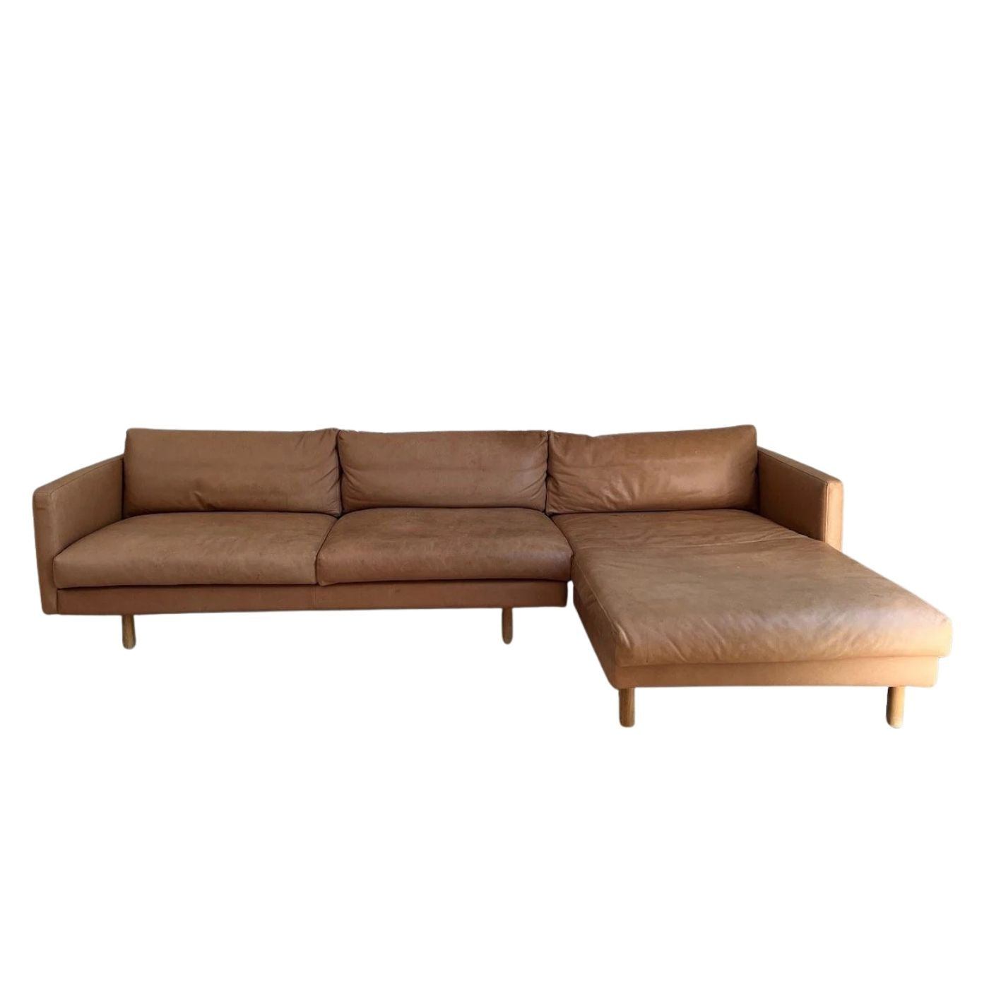 Globewest Custom Tan Leather Sketch Sofa