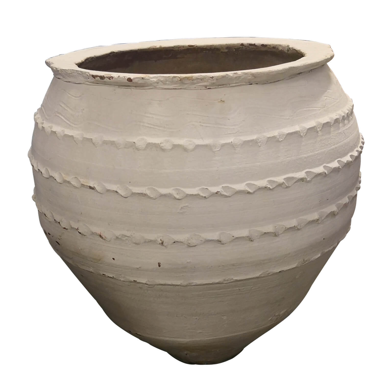 Round White Ribbed Garden Planter