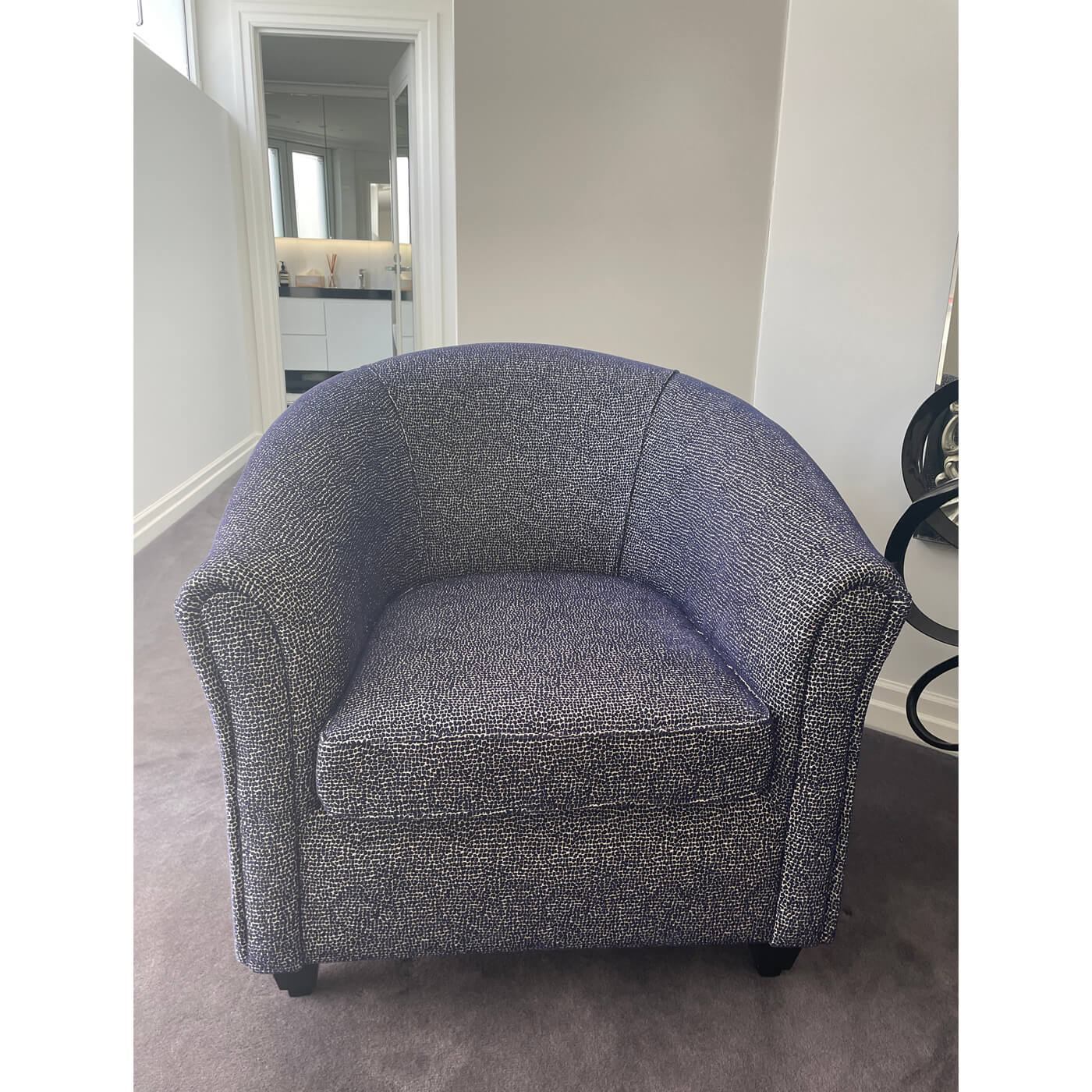 Tub Chairs in Navy Print, pair