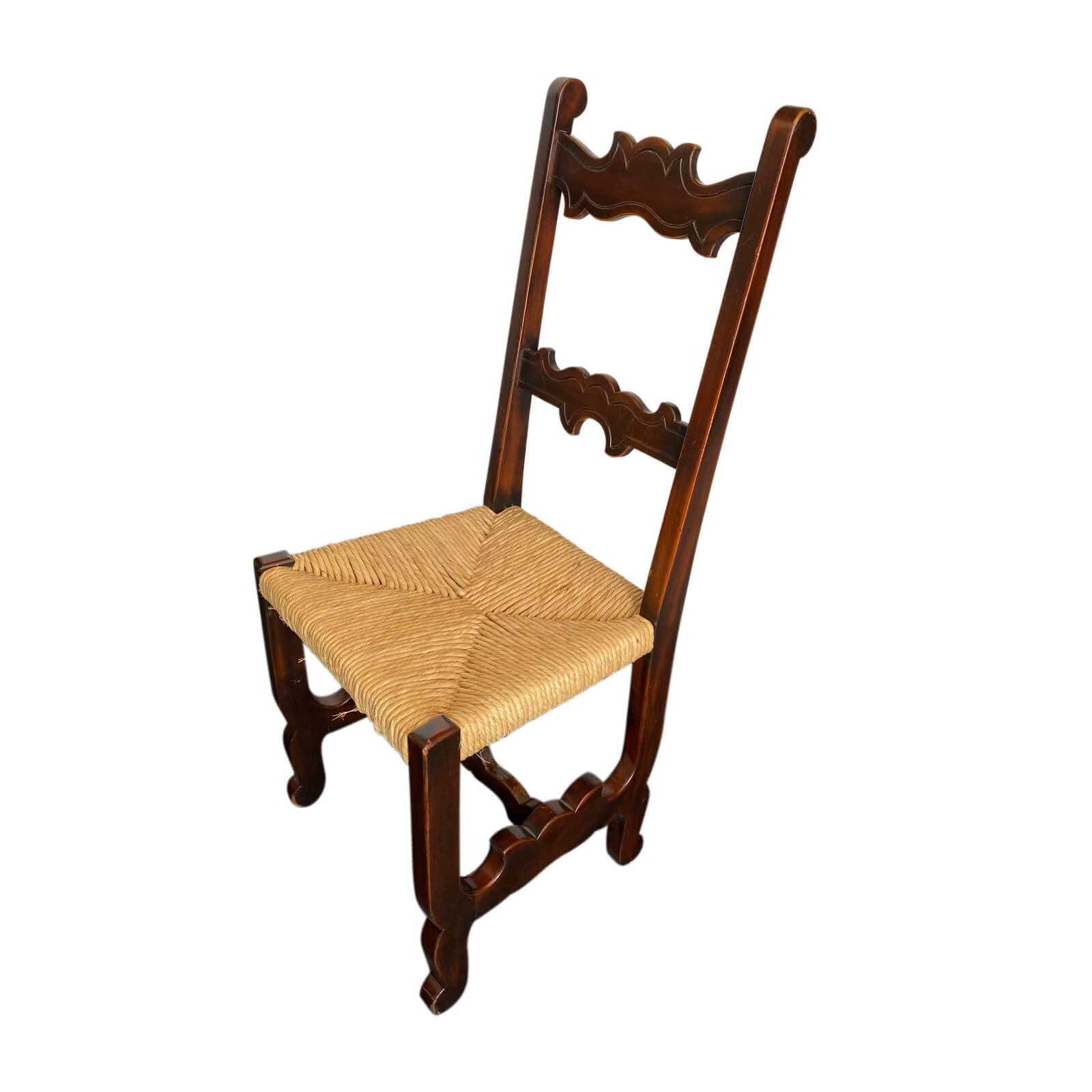 Vintage Spanish Rush Seat Dining Chairs