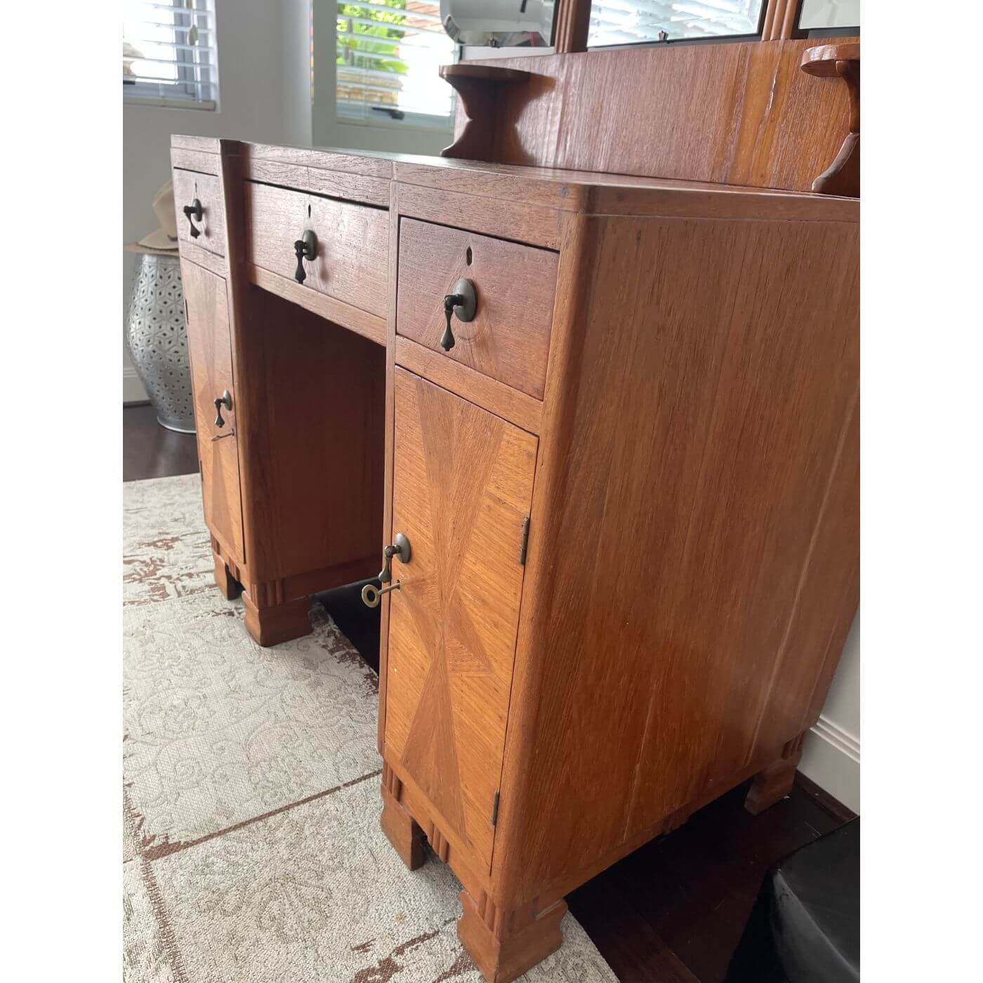 Antique Art Deco Teak Dressing Table