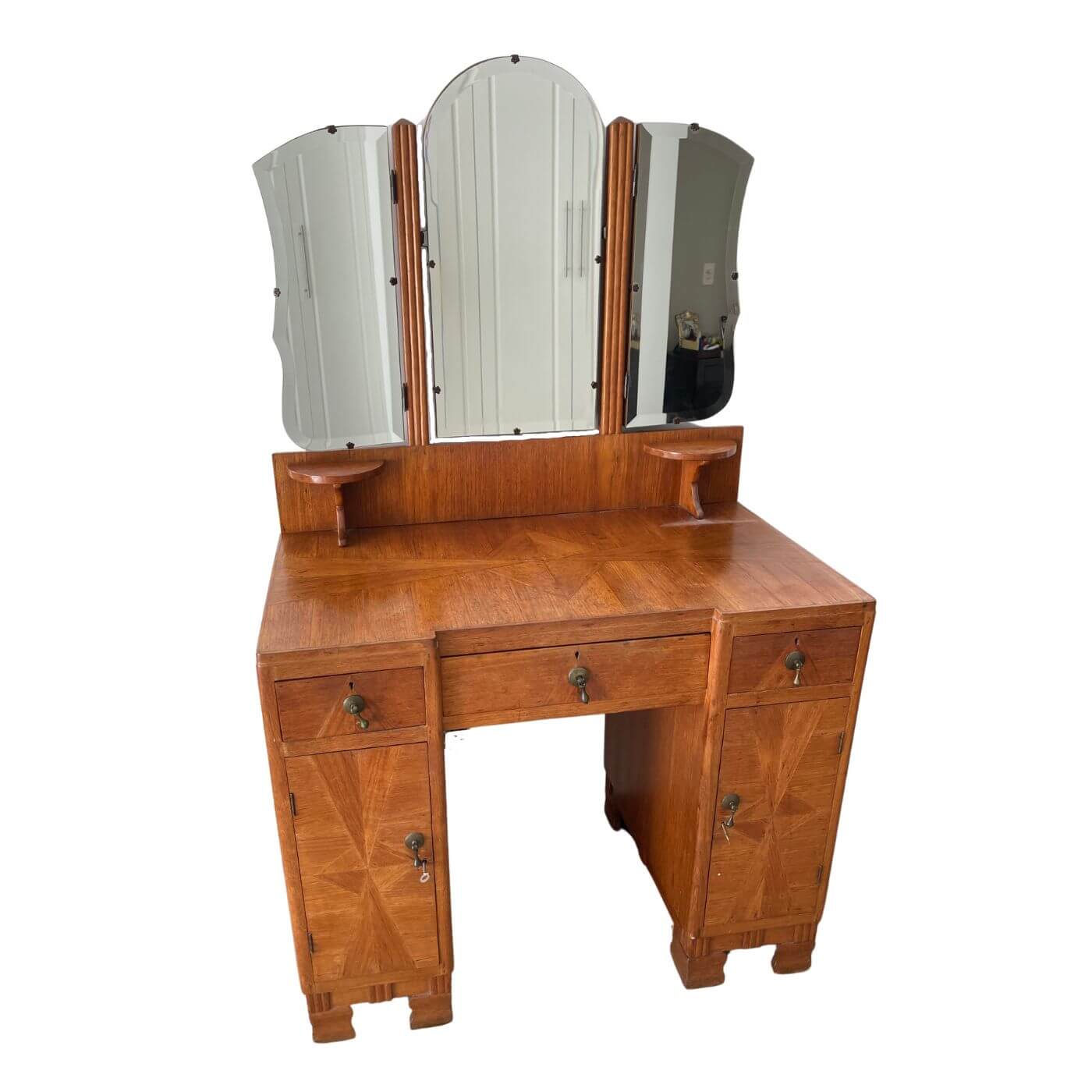 Antique Art Deco Teak Dressing Table