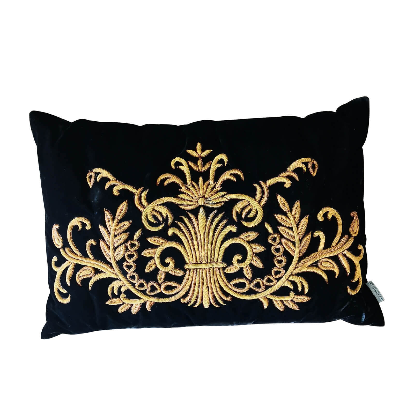 Eichholtz Gauthier black velvet cushions with gold embroidery