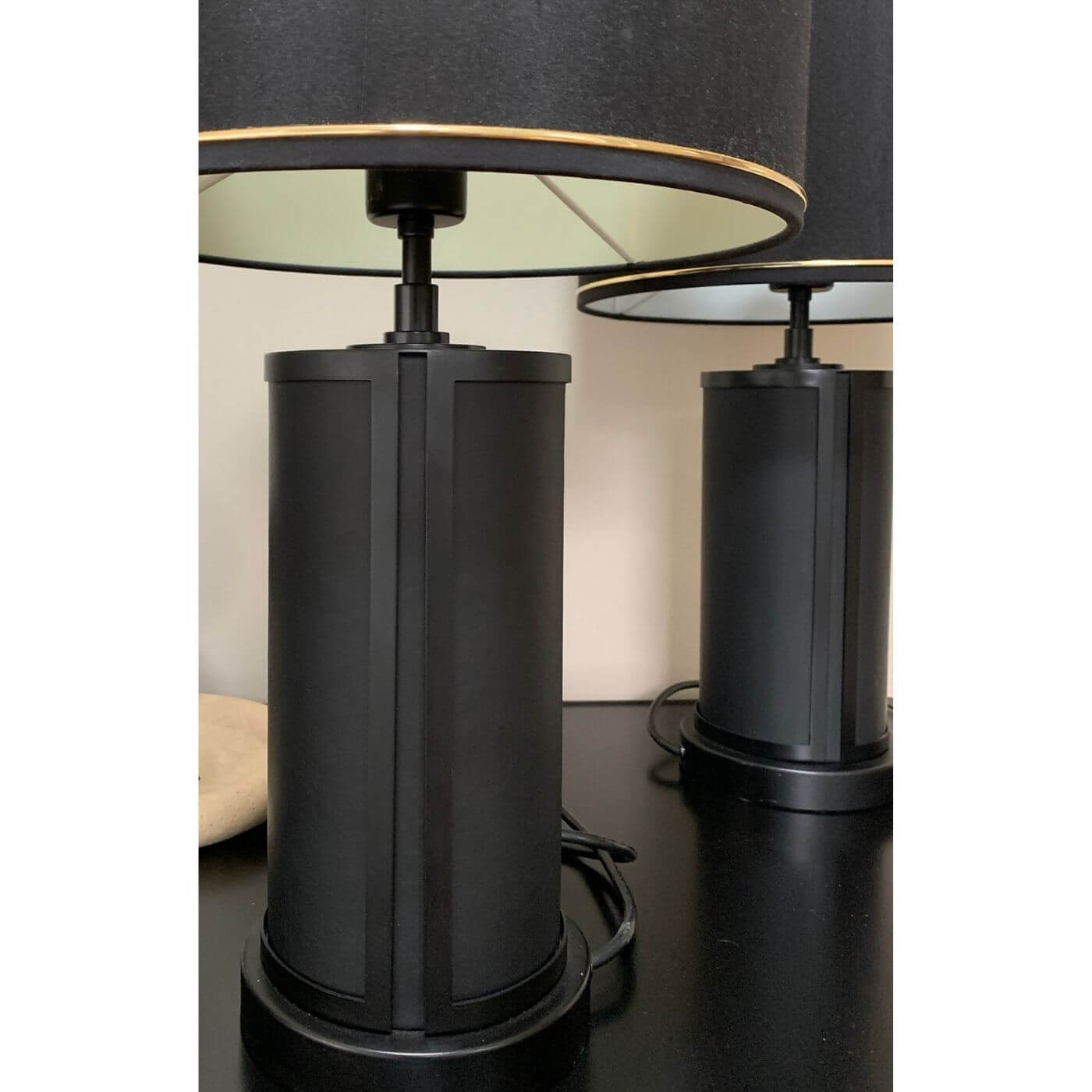 Blainey North custom leather lamps pair