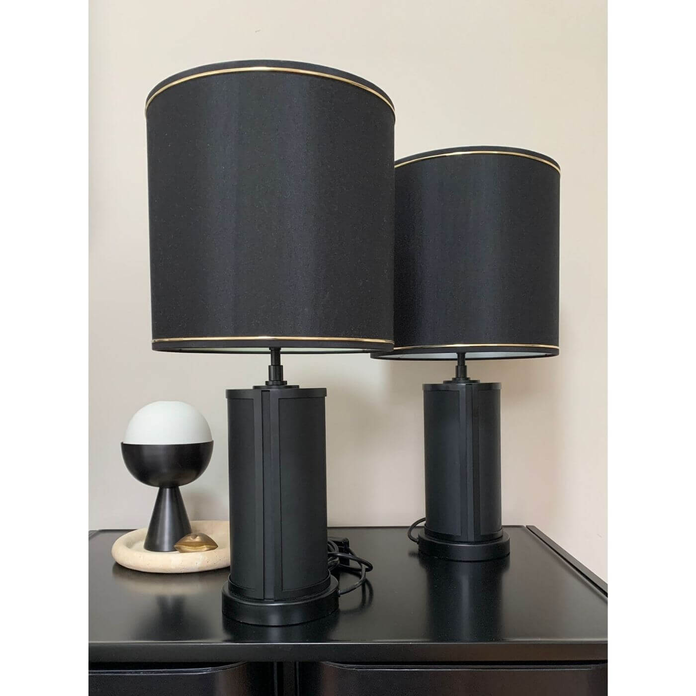 Blainey North custom leather lamps pair