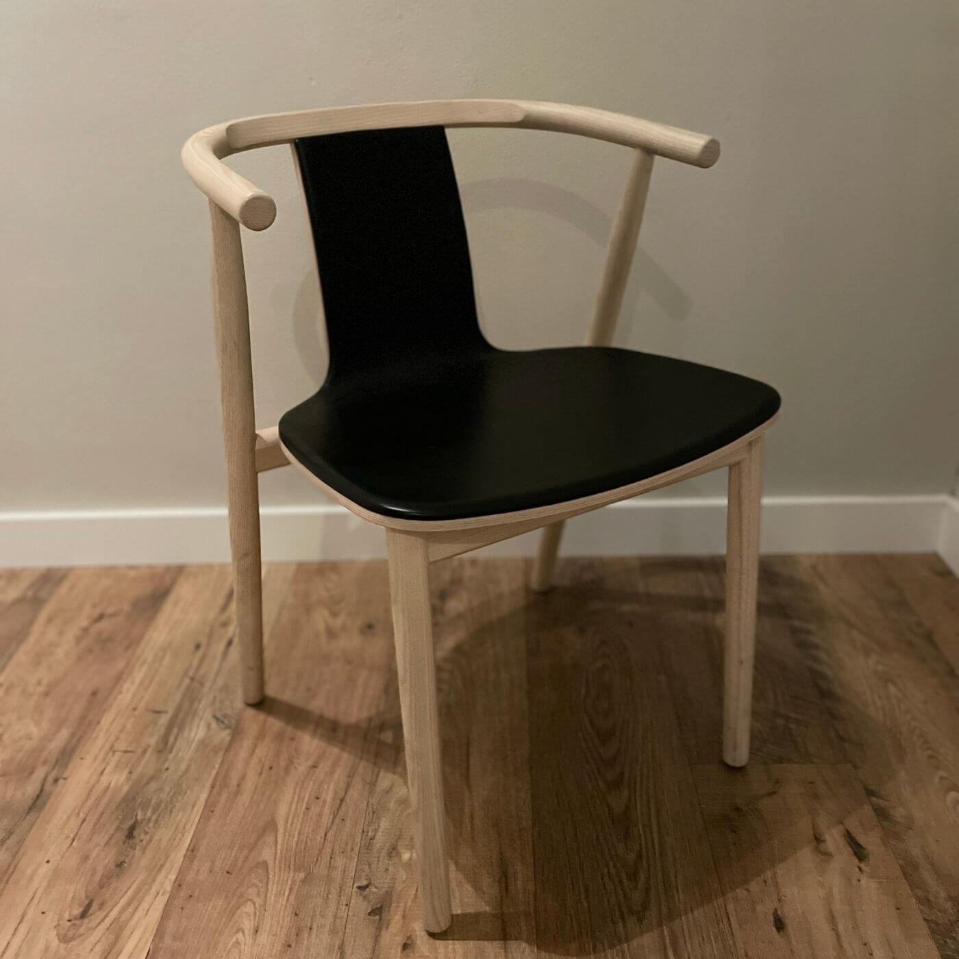 Cappellini BAC 3 chair by Jasper Morrison with black leather seat