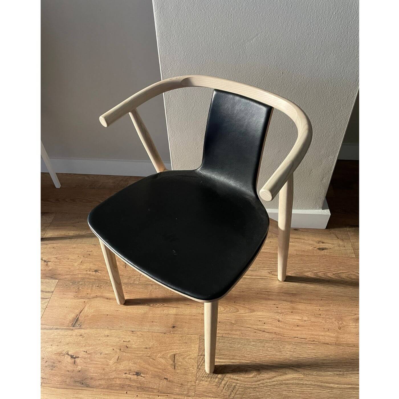 Cappellini BAC 3 chair by Jasper Morrison with black leather seat