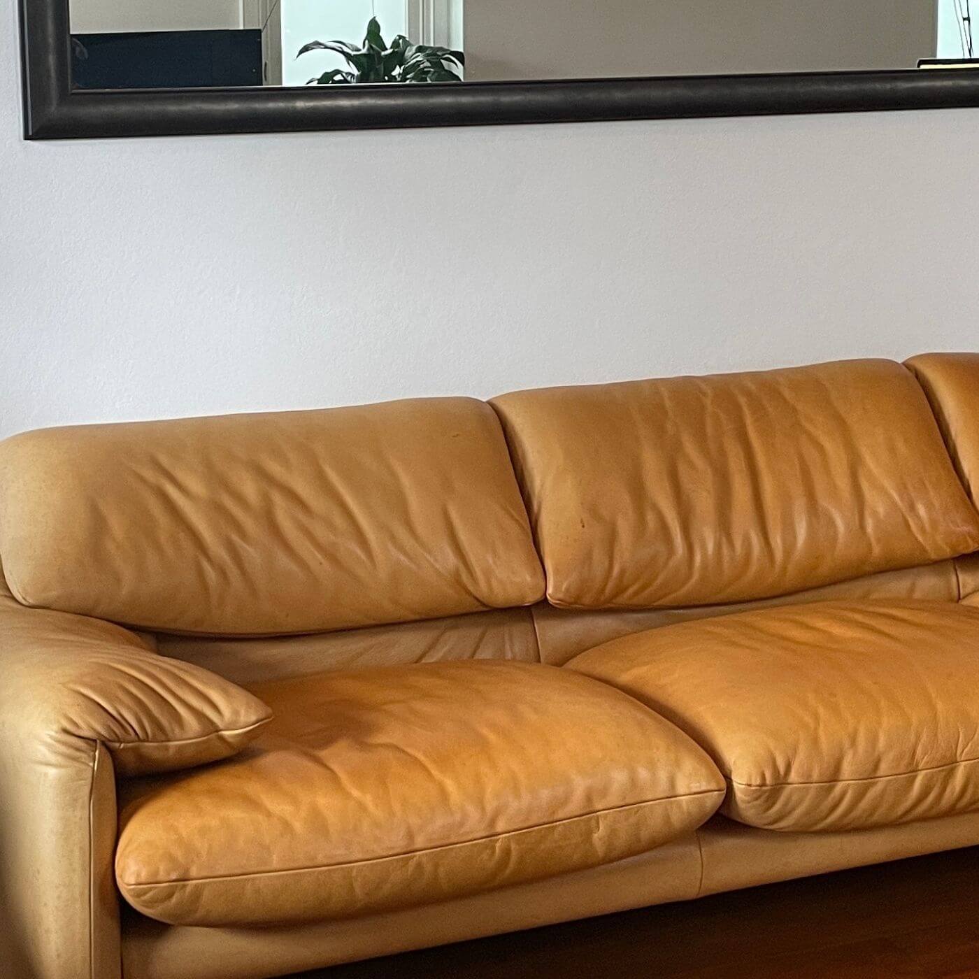 Cassina Maralunga 3 seater sofa in tan leather