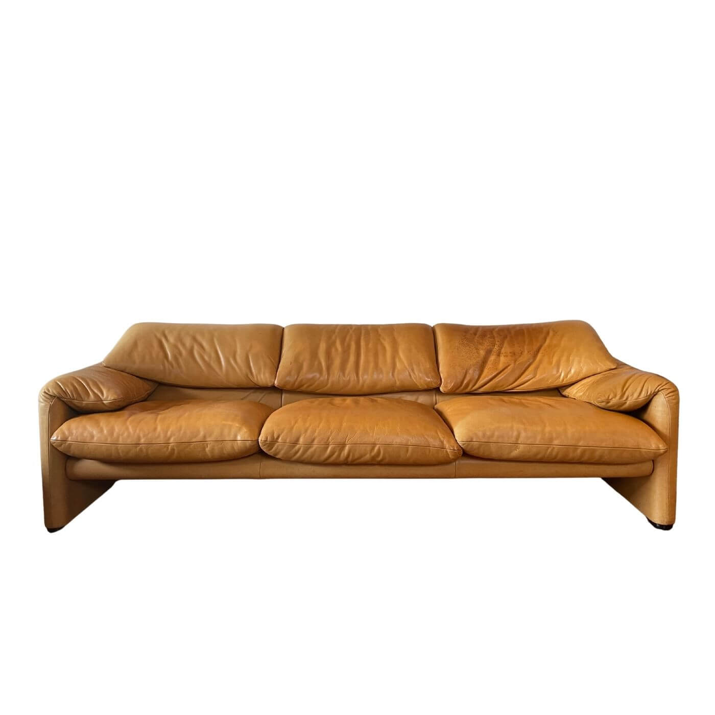 Cassina Maralunga 3 seater sofa in tan leather