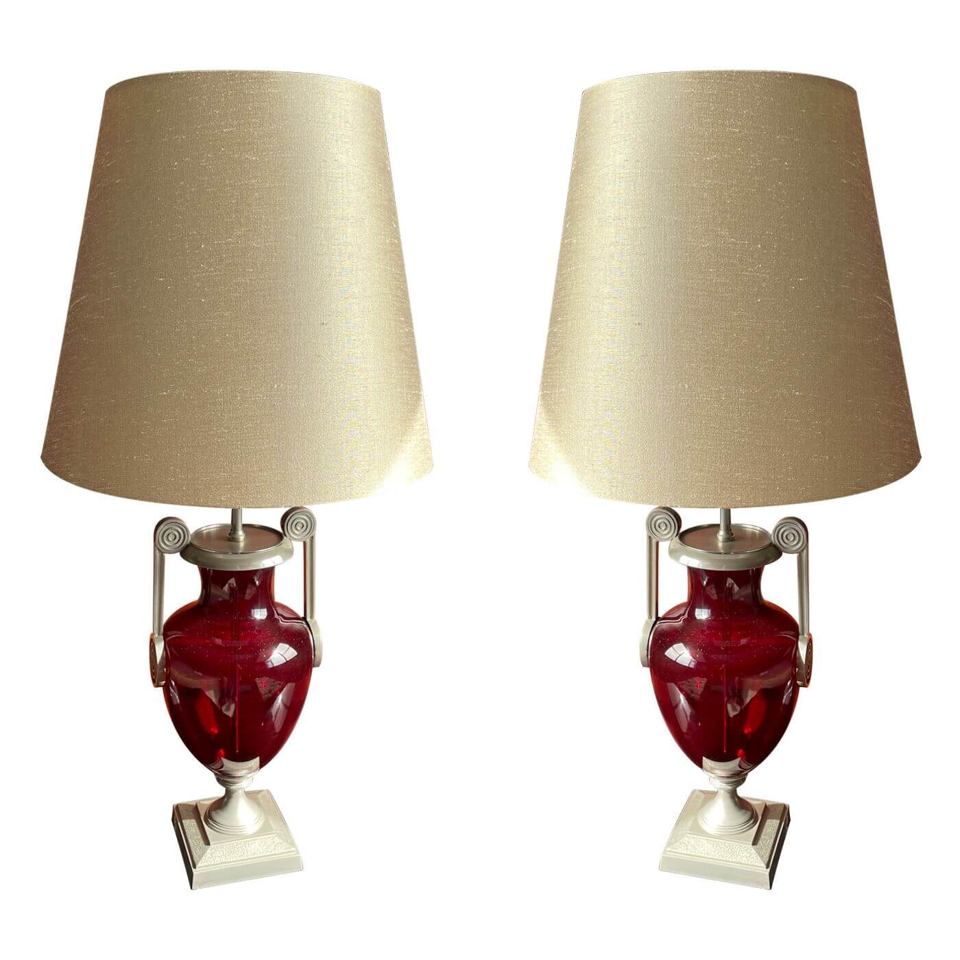 Cavit & Co Red Glass Empire style lamp