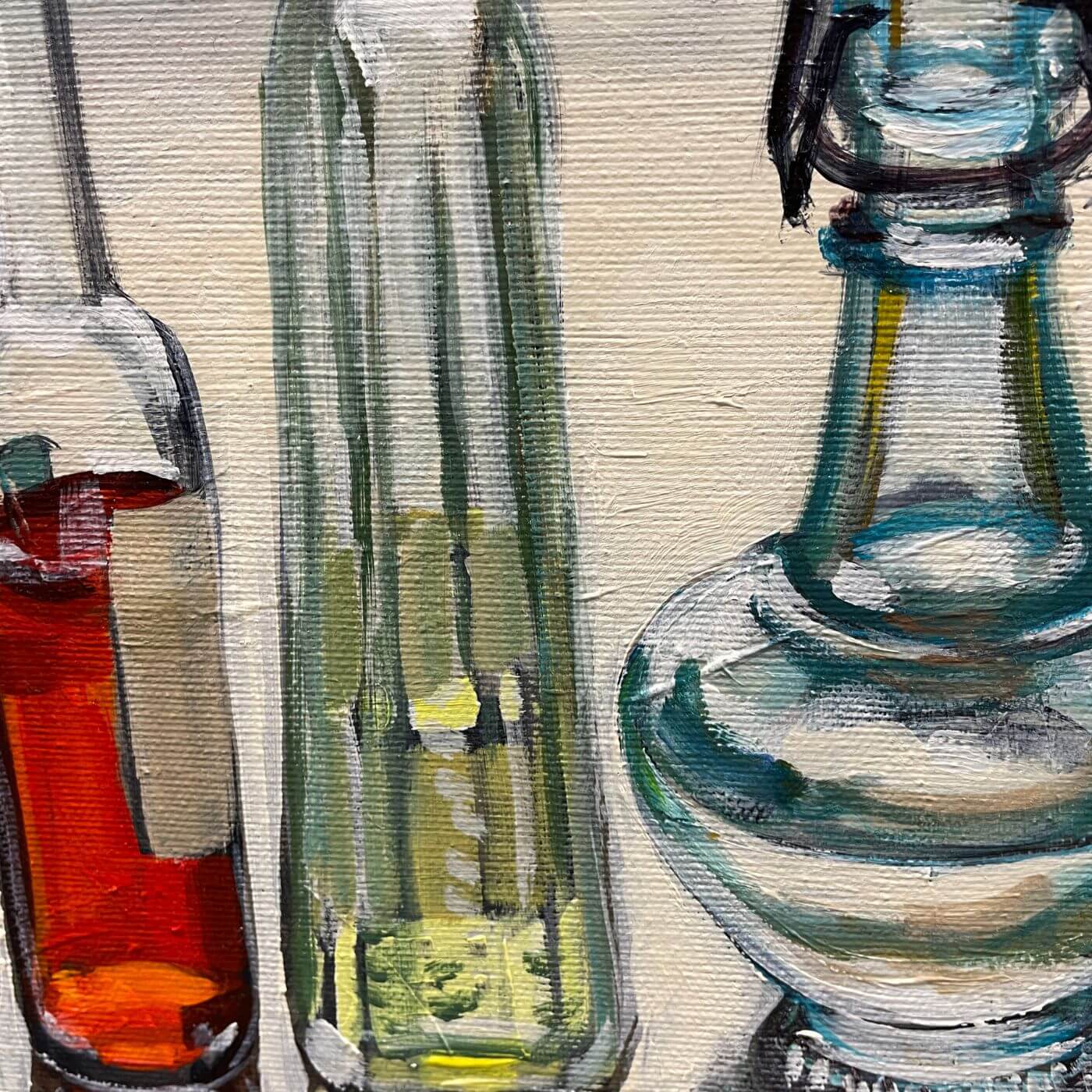 Christine Webb, 5 Bottles, acrylic