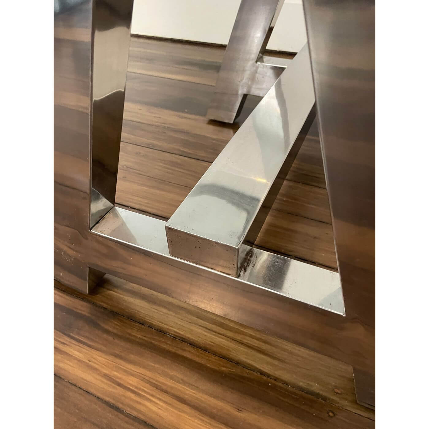 Chrome Trestle Table with Glass Top