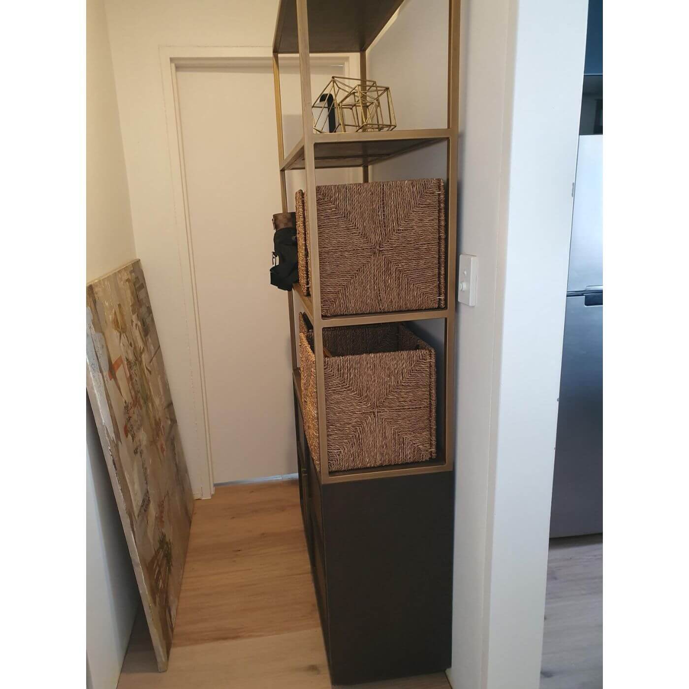 Coco Republic Aston shelf unit wood and brass