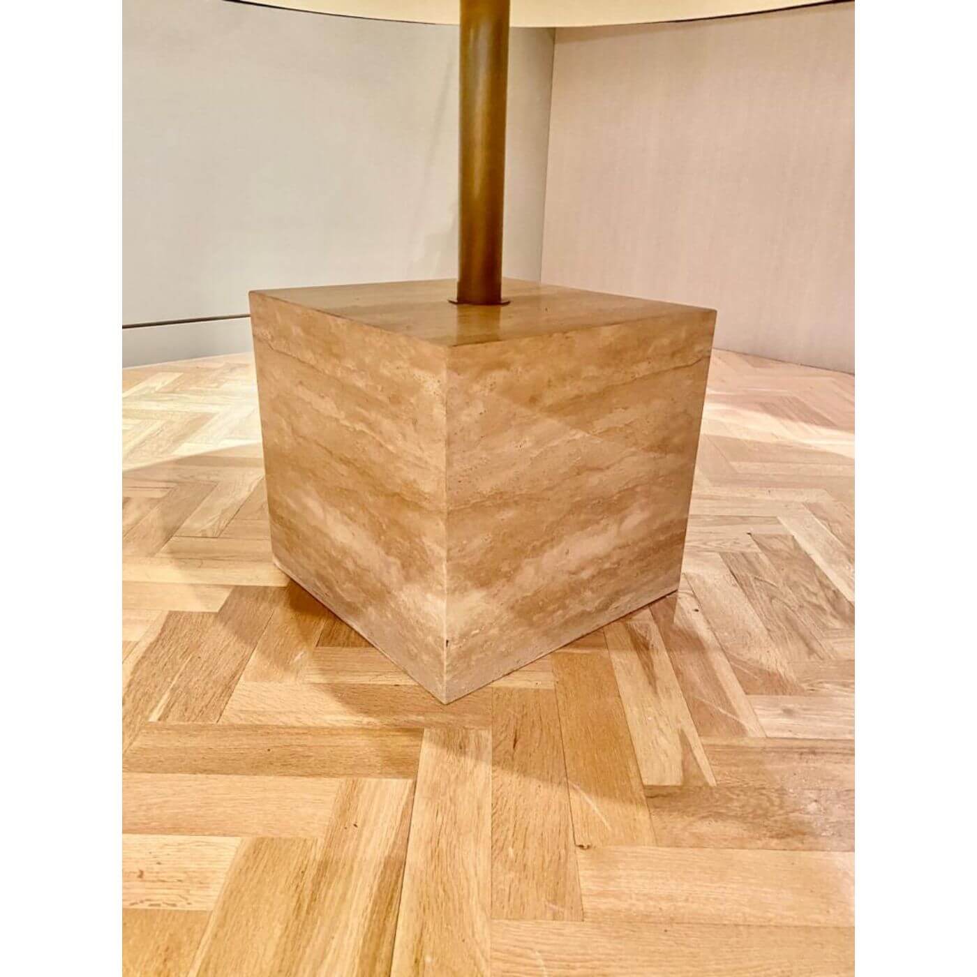 Coco Republic Cubix travertine dining table