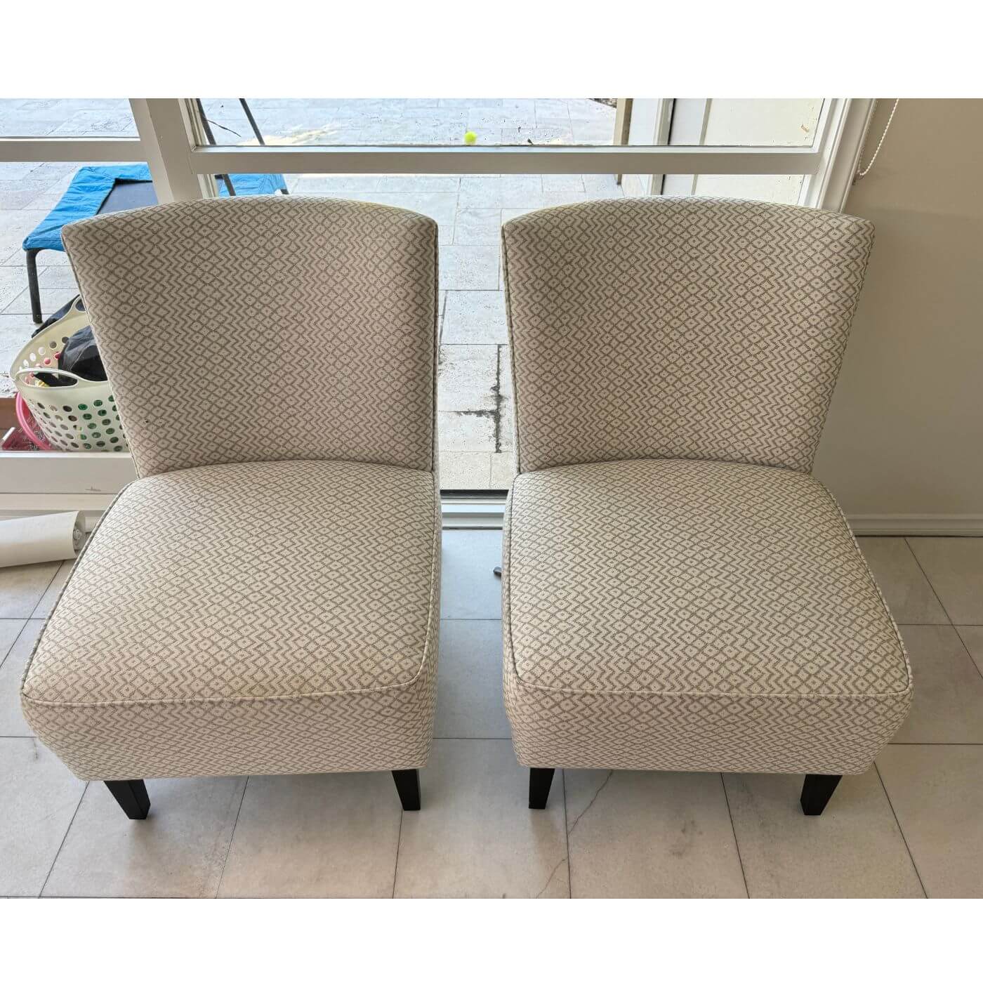 Coco Republic Slipper Chairs, pair