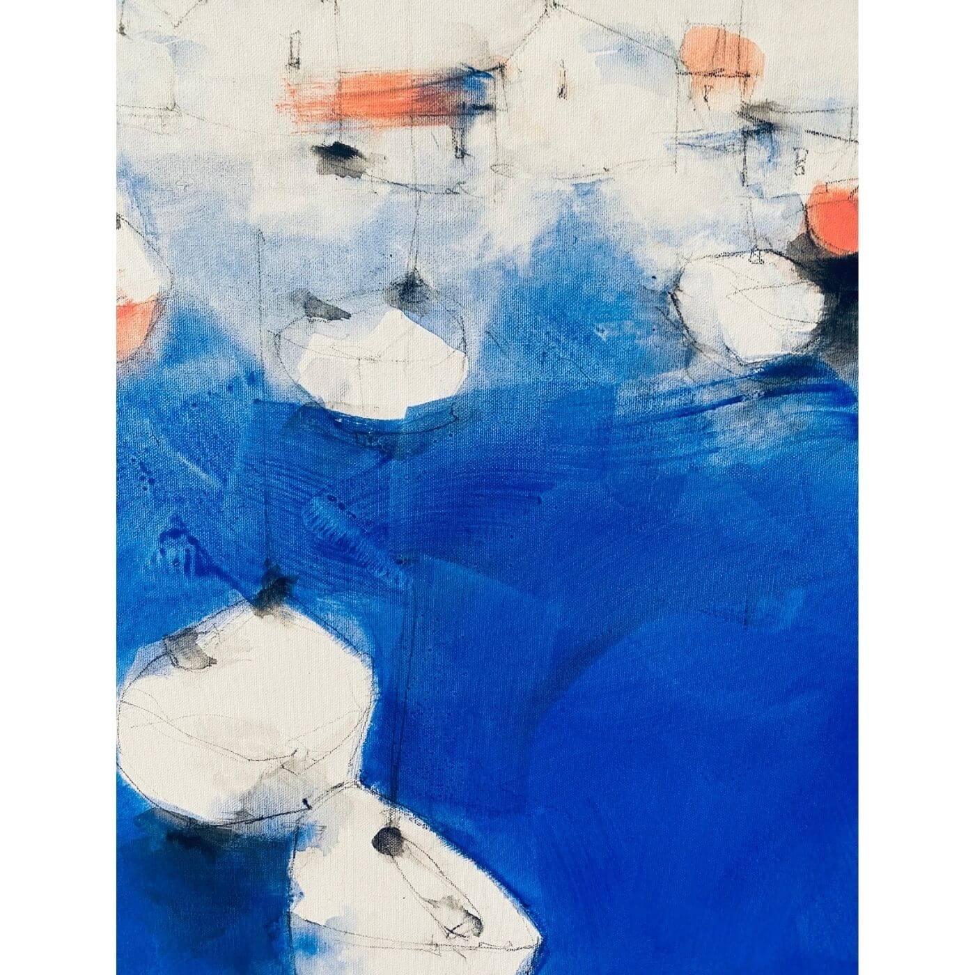 Contemporary art online, resale, blue boats