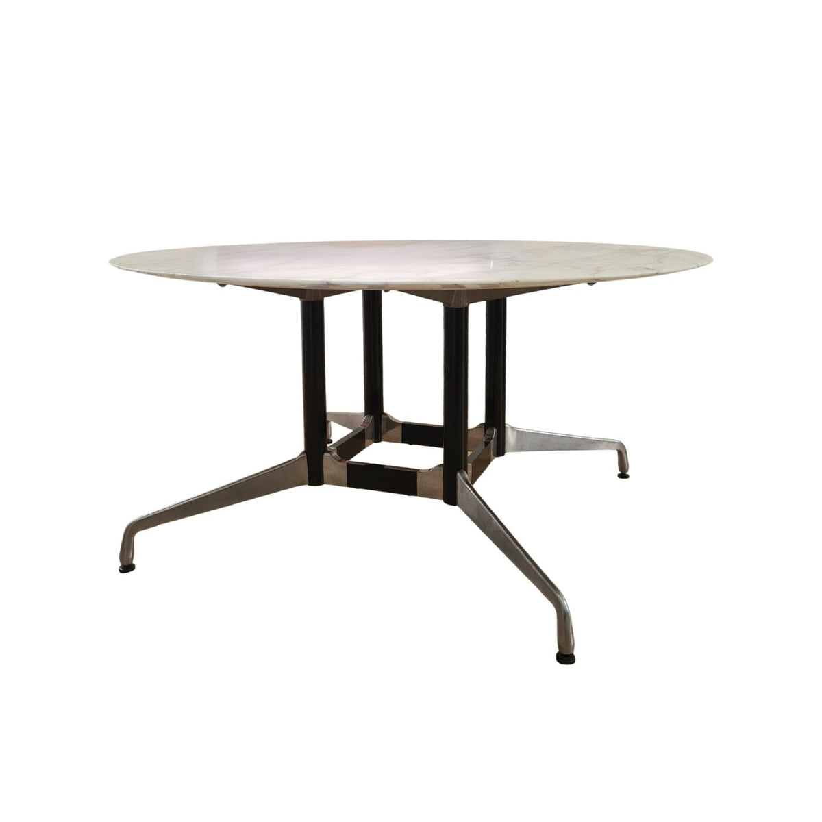 Segmented Square Tabletop Eames Segmented Table with Saarinen Calacatta Marble Top